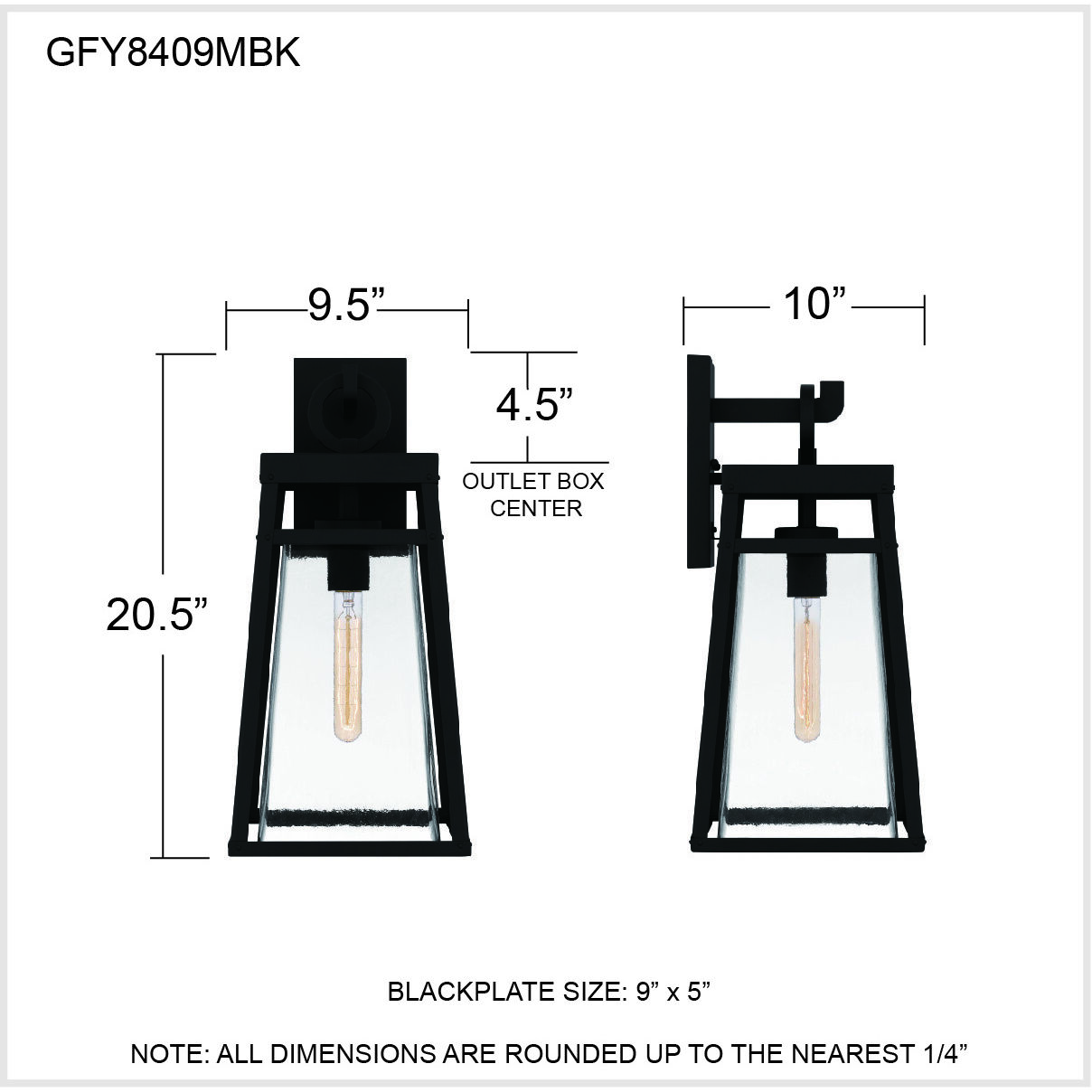 Godfrey 1 Light 21 inch Matte Black Outdoor Wall Lantern