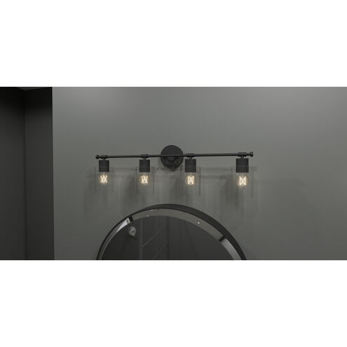 Caputo 4 Light 32.5 inch Matte Black Bath Light Wall Light, Extra Large