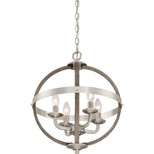 Fusion 4 Light 17 inch Brushed Nickel Foyer Piece Ceiling Light, Naturals
