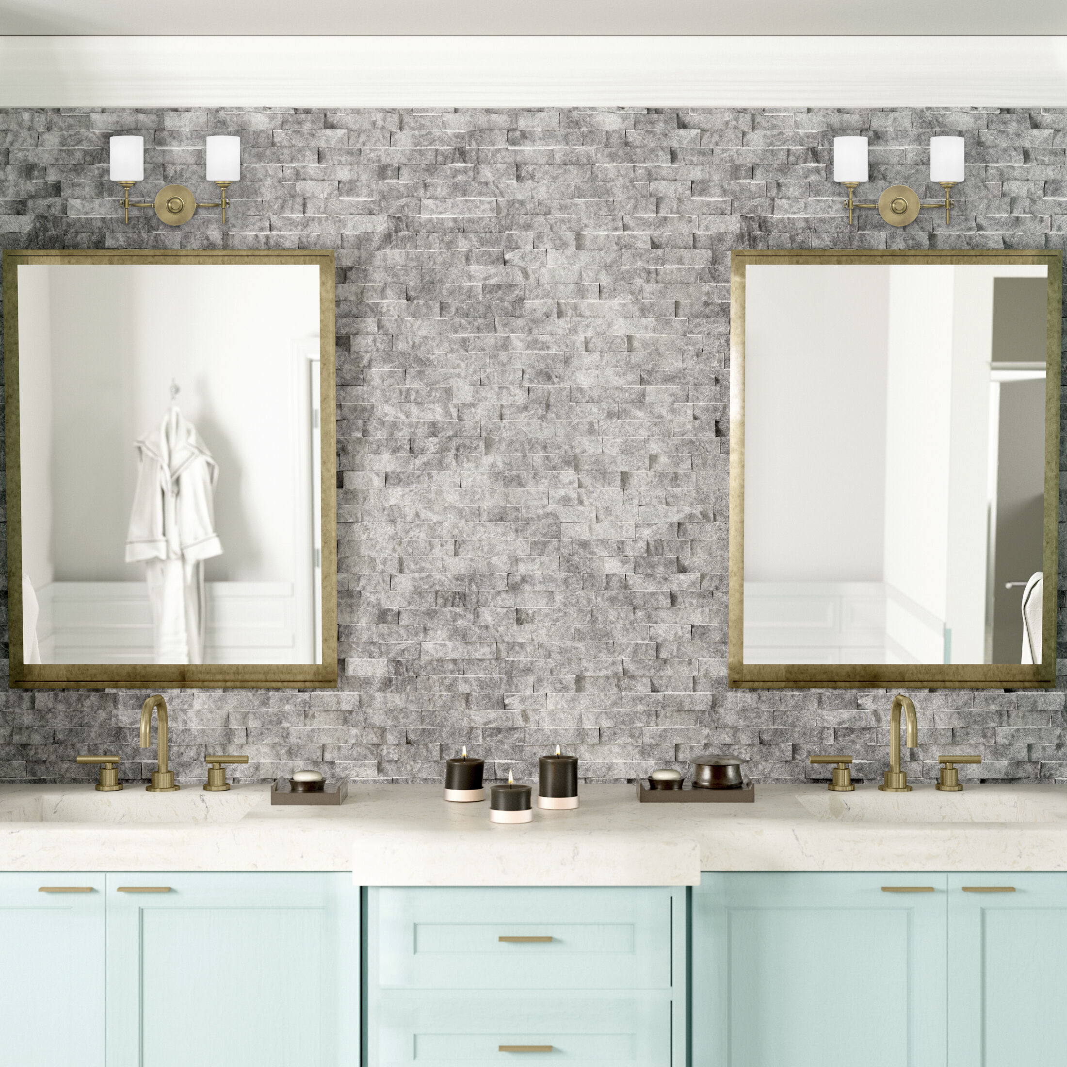 Aria 2 Light 15 inch Weathered Brass Bath Light Wall Light