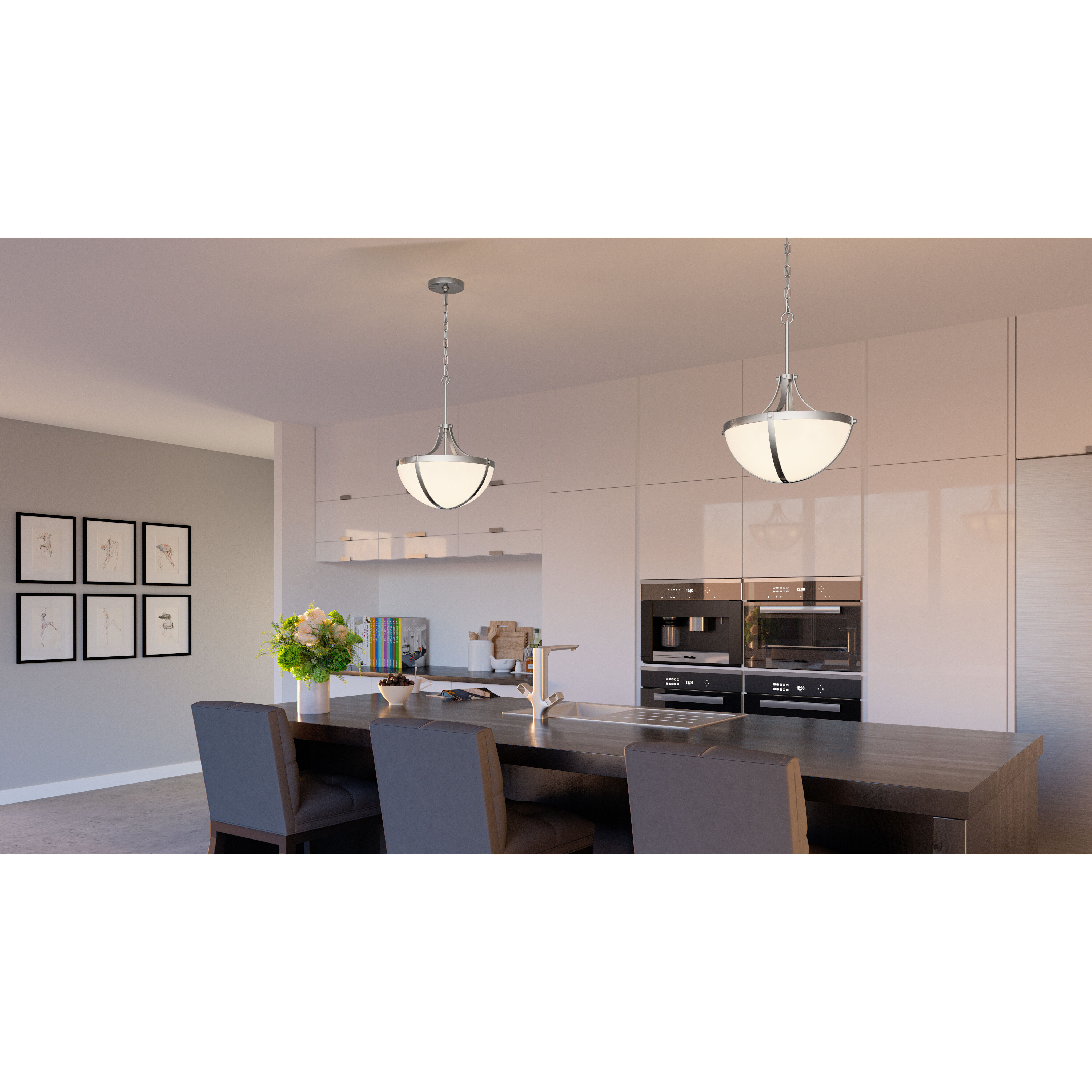 Antebellum 2 Light 14.75 inch Brushed Nickel Pendant Ceiling Light