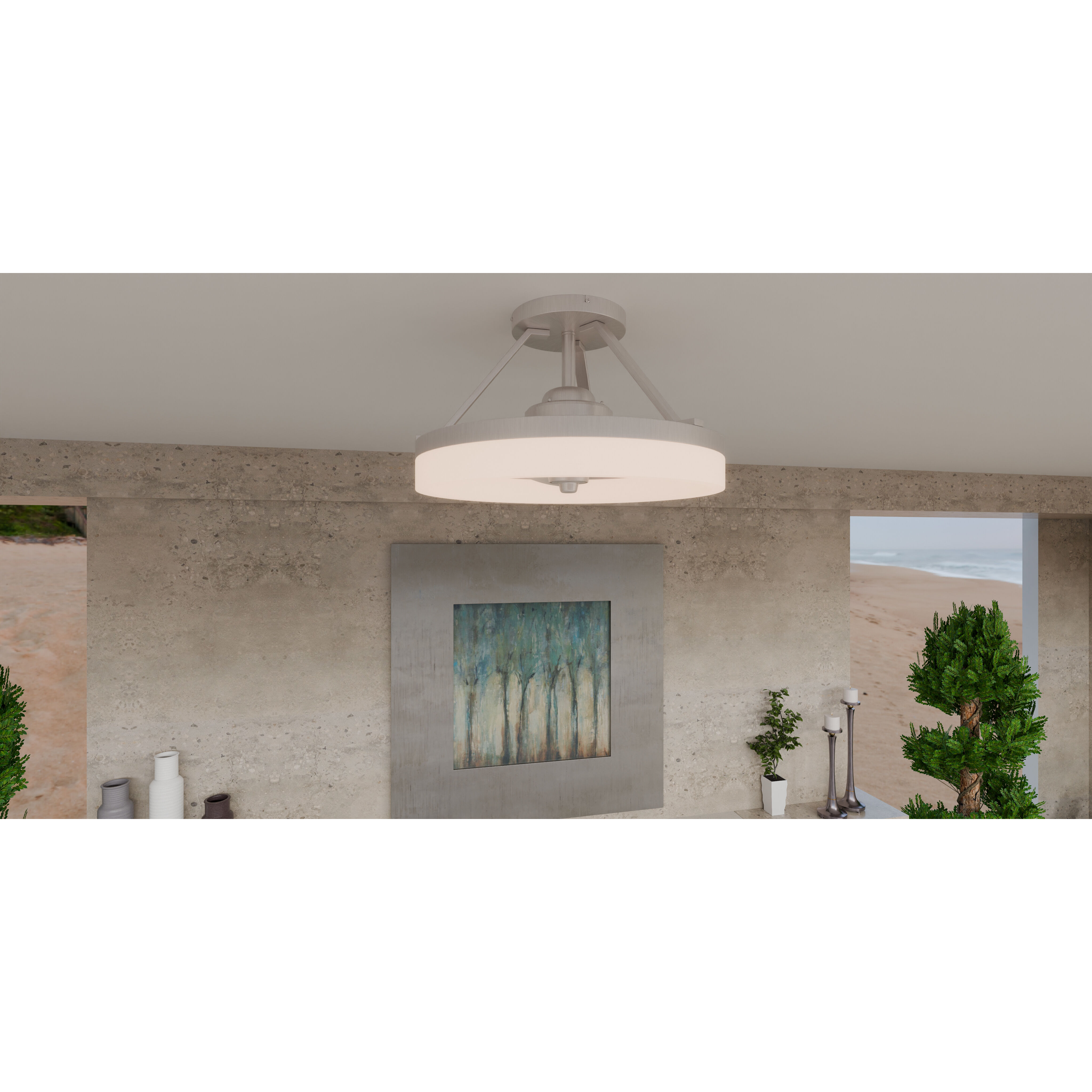 Cohen Brushed Nickel Fan Light, Fandelier