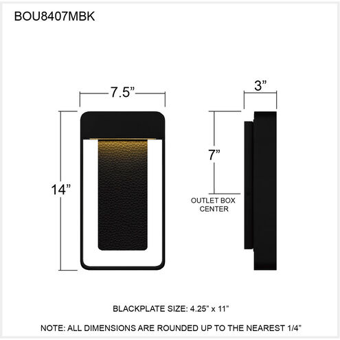 Bourdon LED 7.5 inch Matte Black Outdoor Lantern