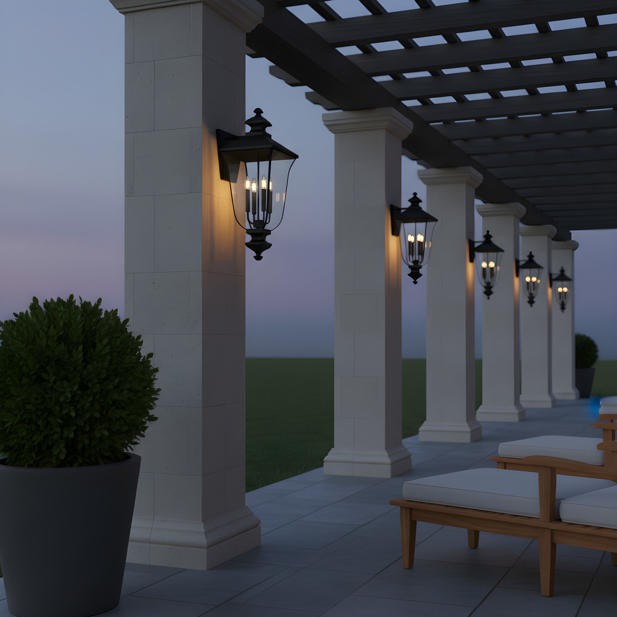 Farley 4 Light 30.5 inch Matte Black Outdoor Wall Lantern