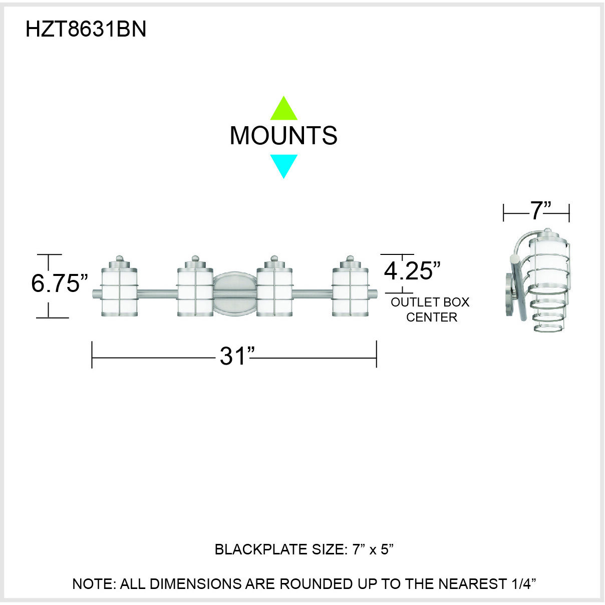 Hazlett 4 Light 31 inch Brushed Nickel Bath Light Wall Light