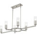 Cruz 6 Light 48 inch Brushed Nickel Linear Chandelier Ceiling Light, Large