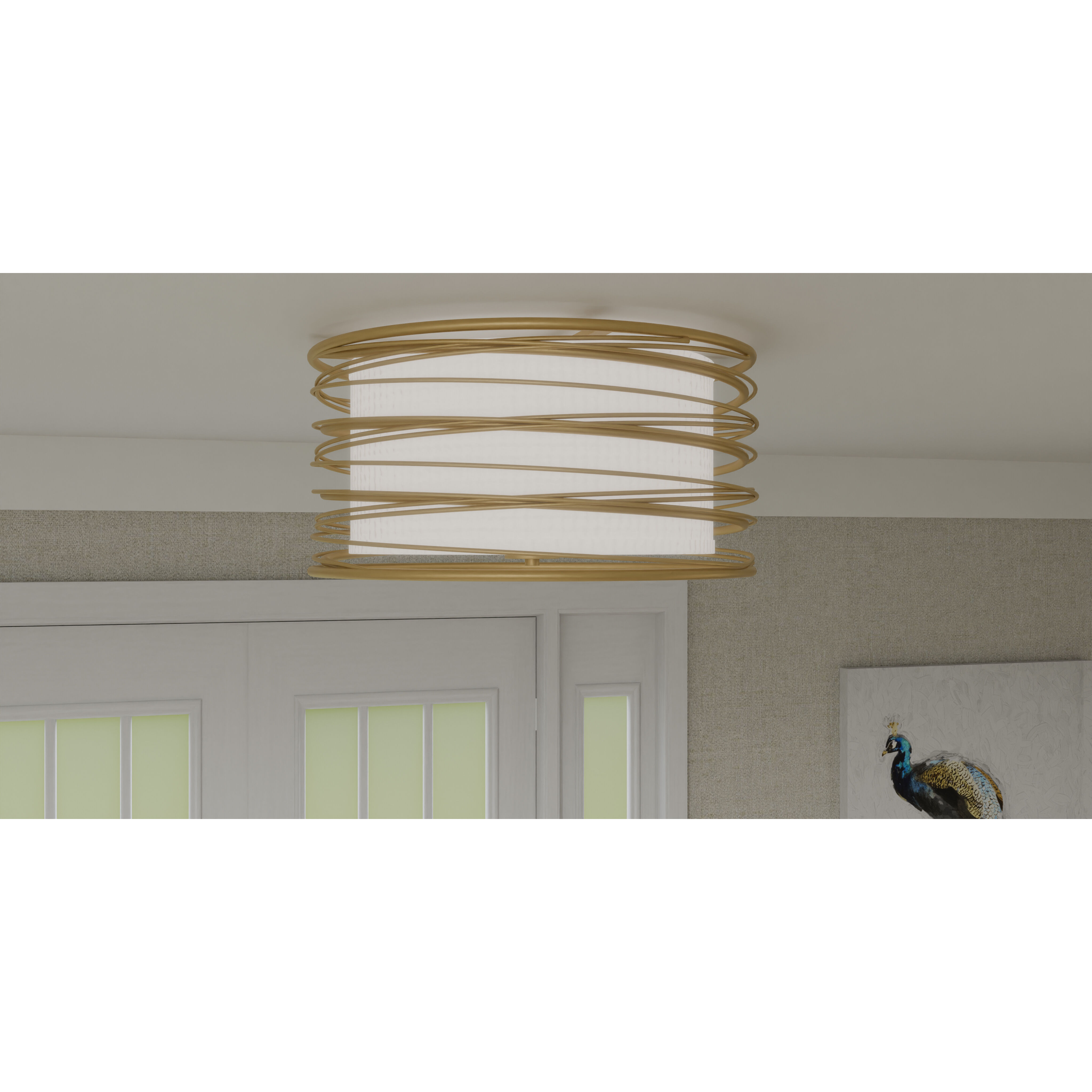 Spiral 3 Light 20 inch Light Gold Semi-Flush Mount Ceiling Light, Large