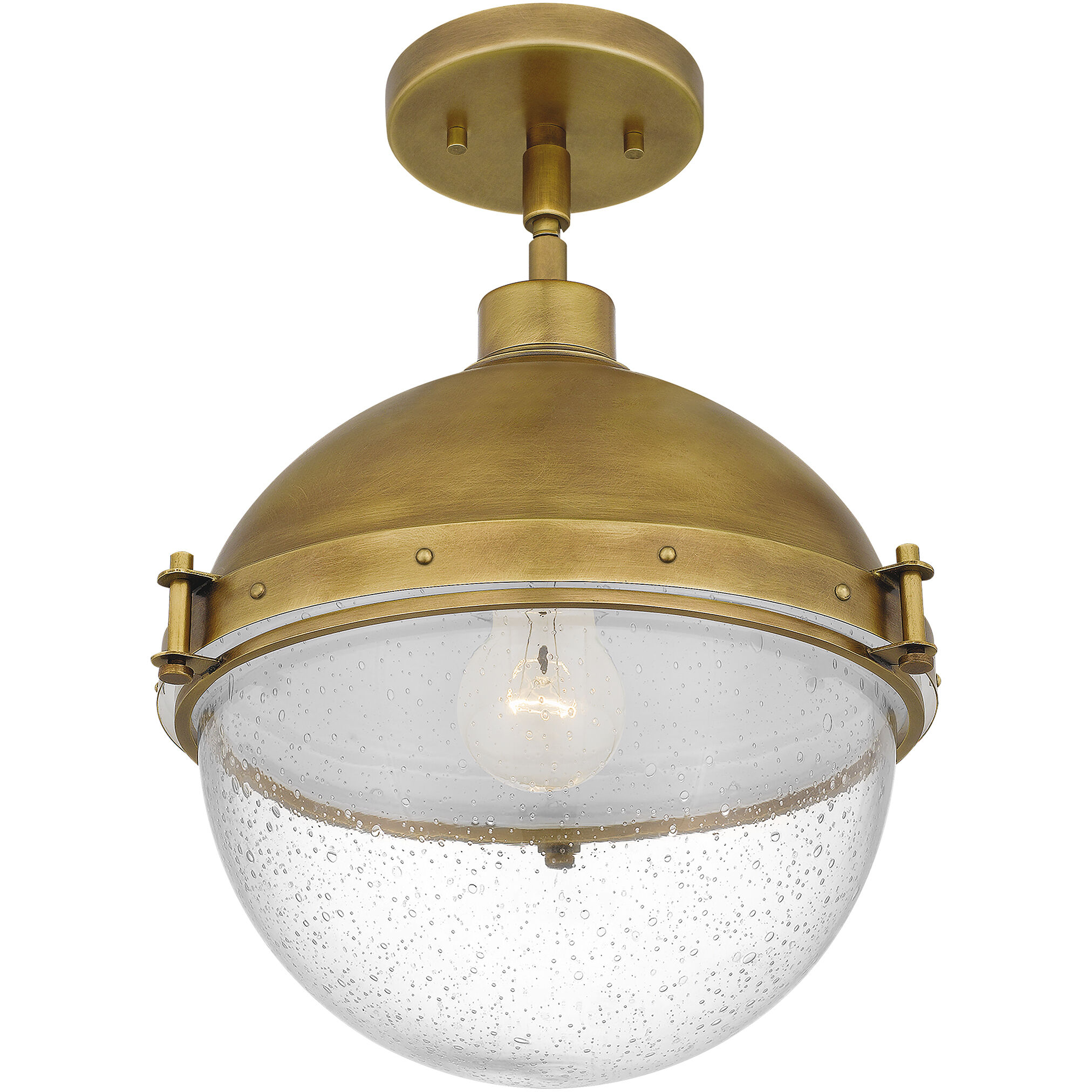 Antique brass top semi flush mount