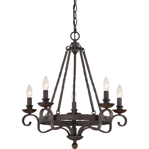 Noble 5 Light 24 inch Rustic Black Chandelier Ceiling Light