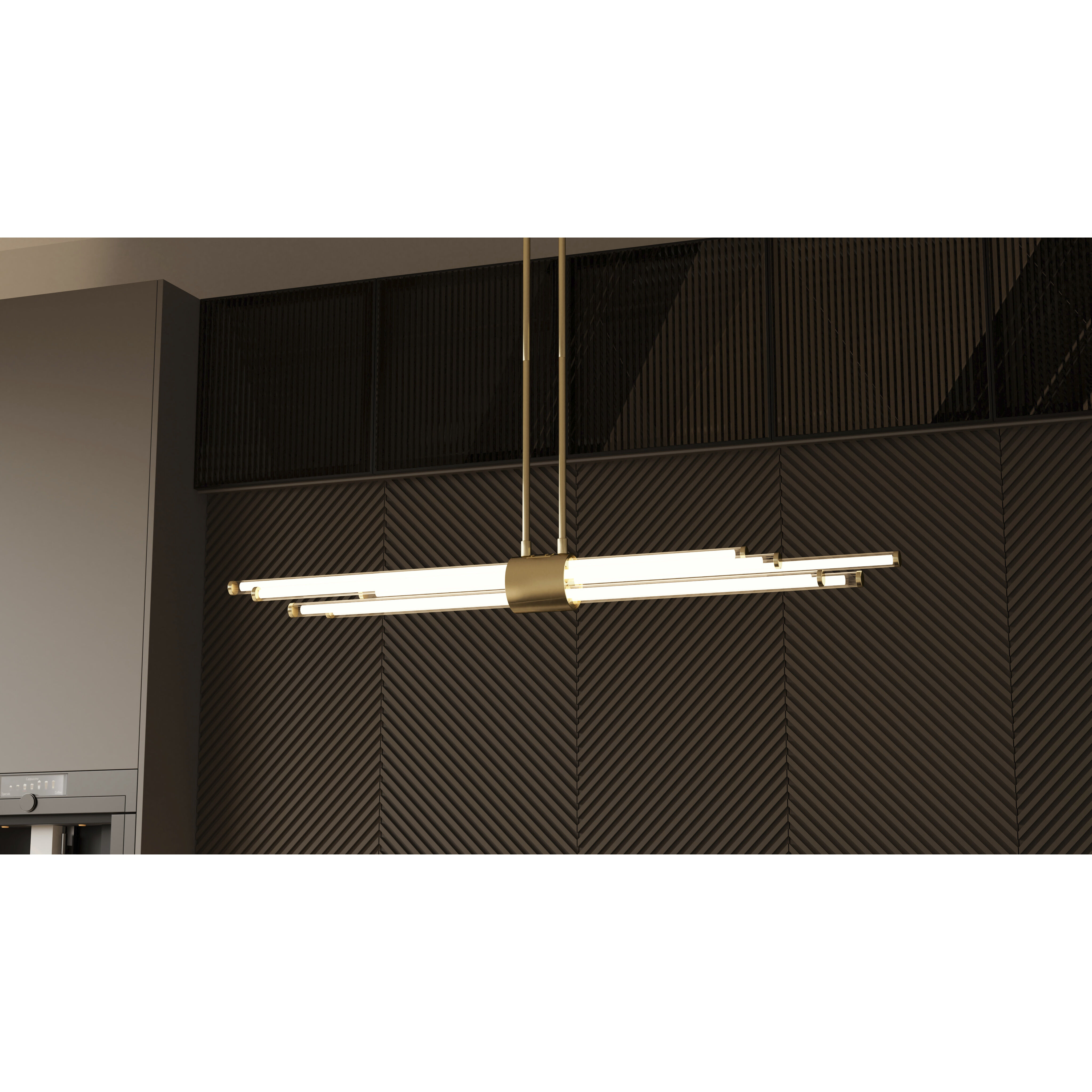 Talbott LED 46 inch Brushed Gold Linear Chandelier Ceiling Light, Large