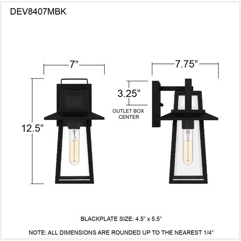 Devonport 1 Light 13 inch Matte Black Outdoor Wall Lantern