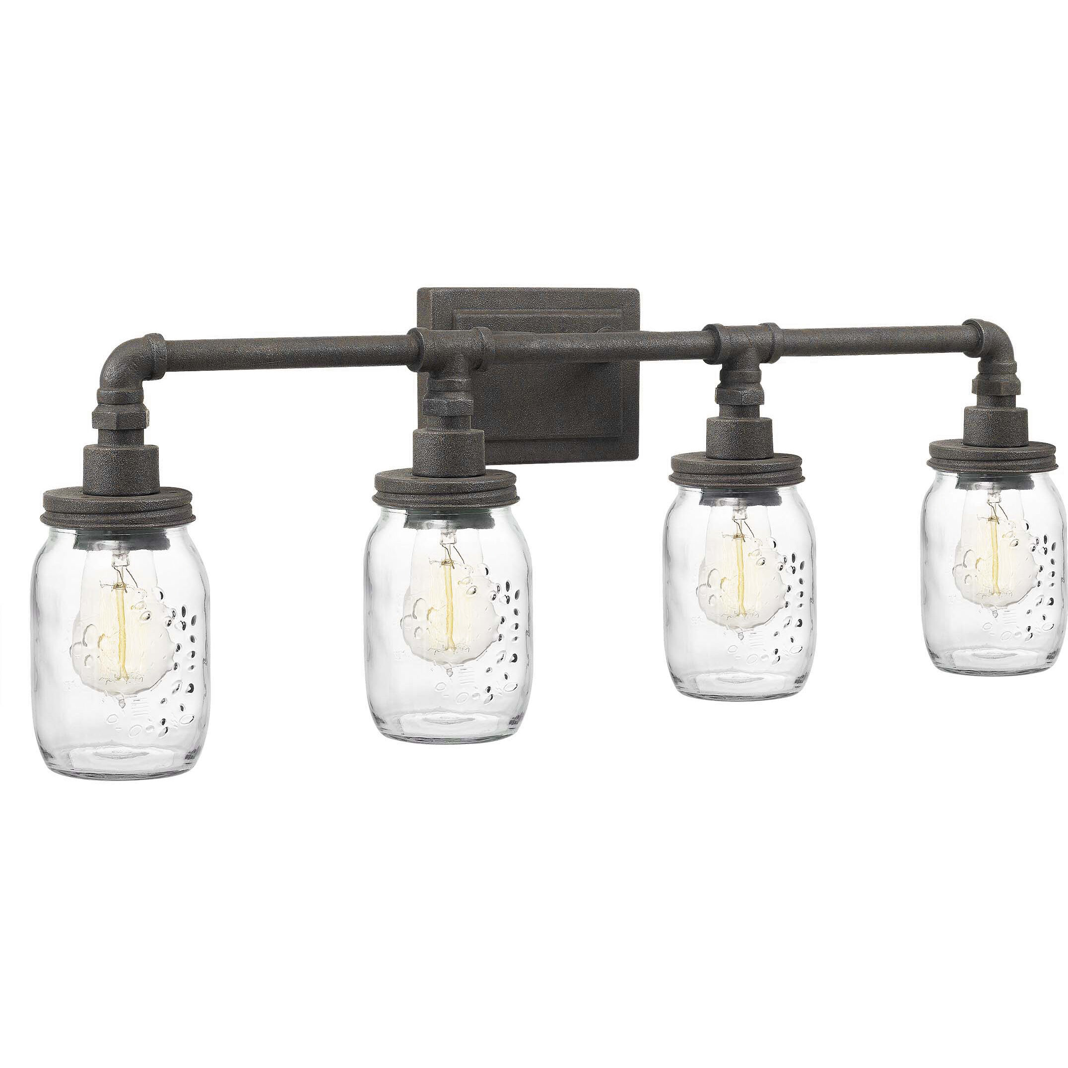 Squire 4 Light 31 inch Rustic Black Bath Light Wall Light