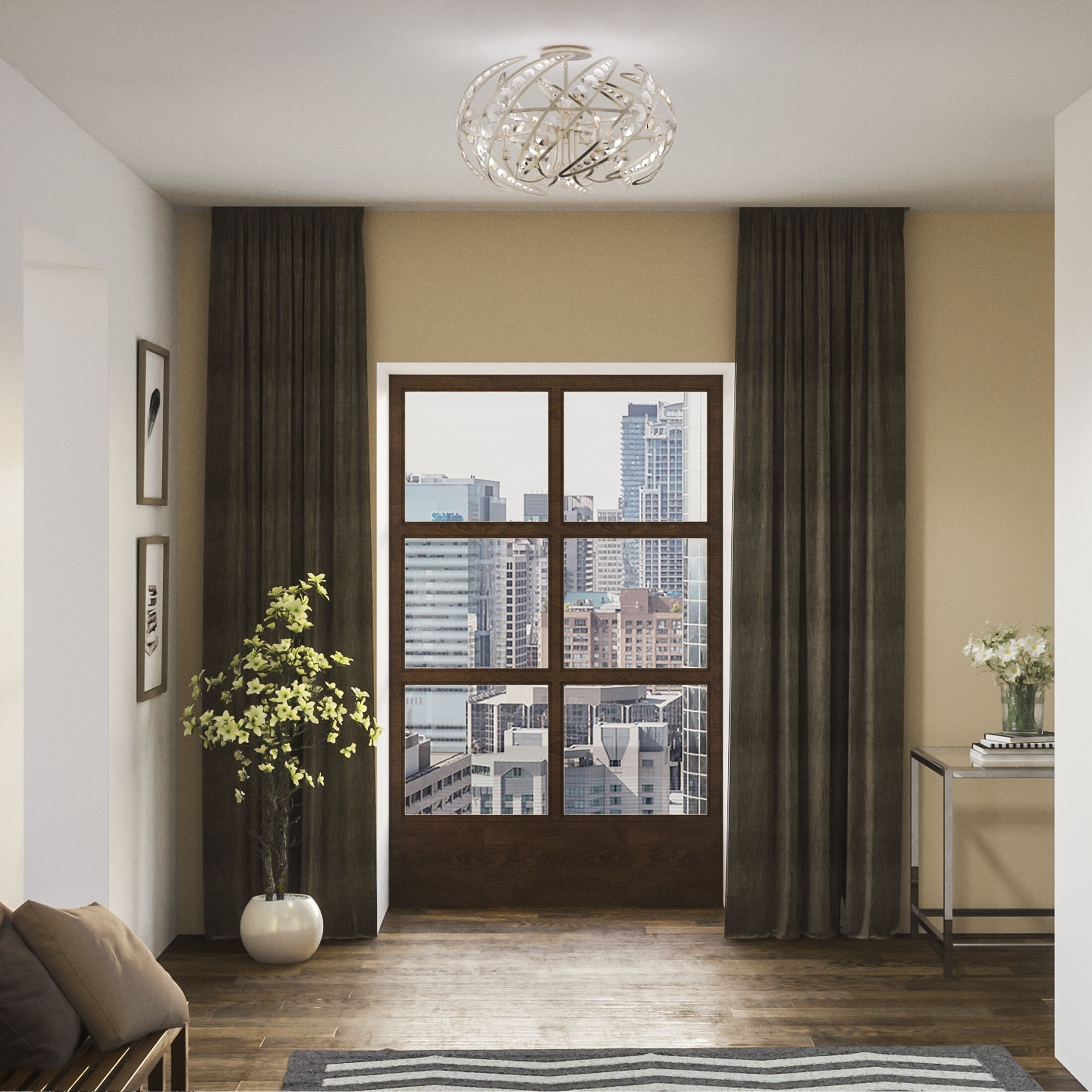 Crescent 6 Light 25 inch Polished Nickel Semi-Flush Mount Ceiling Light