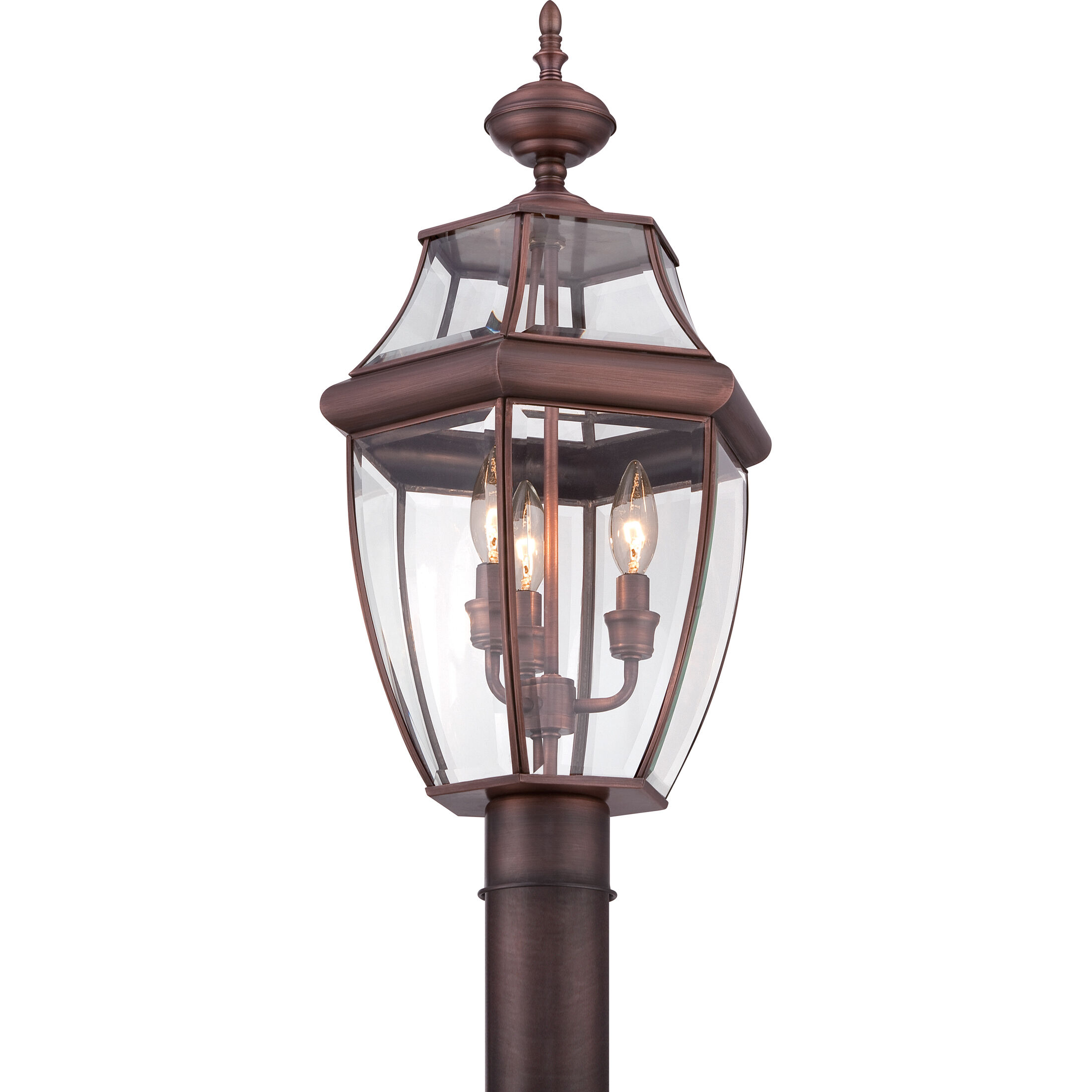 Newbury 3 Light 23 inch Aged Copper Outdoor Post Lantern