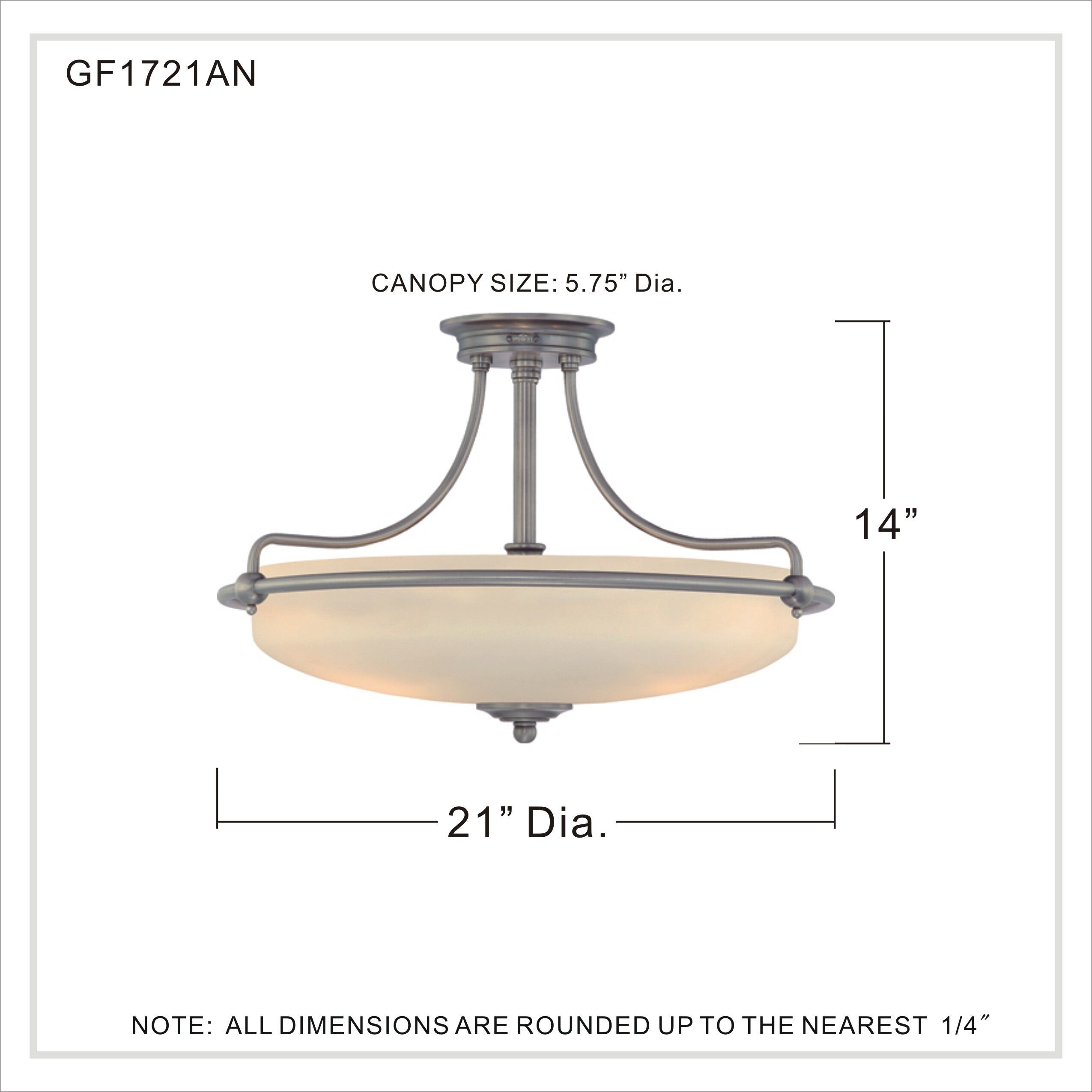 Griffin 4 Light 21 inch Antique Nickel Semi-Flush Mount Ceiling Light