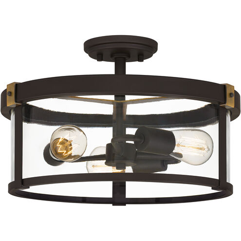 Lisbon 3 Light 17 inch Old Bronze Semi-Flush Mount Ceiling Light