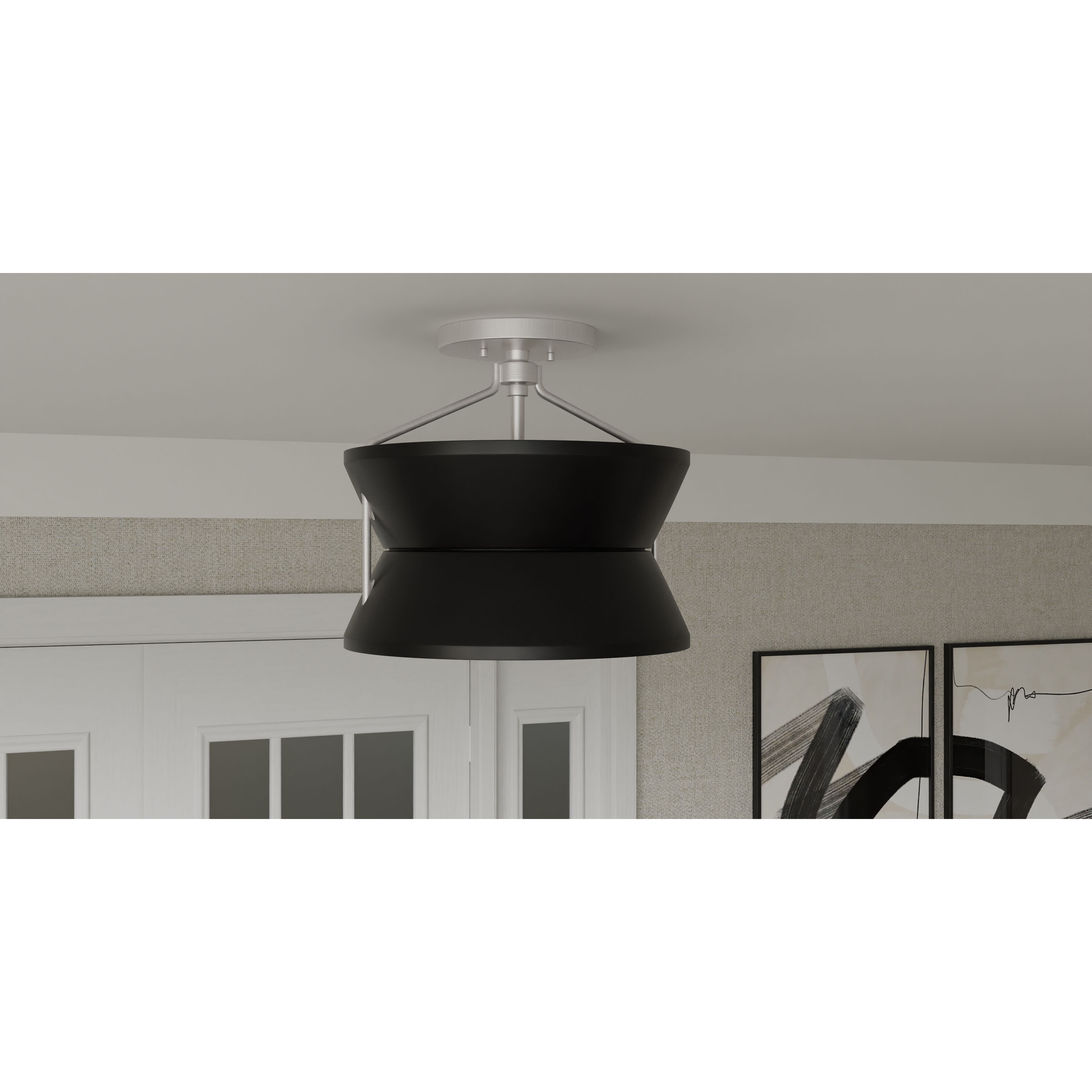 Nira 2 Light 13 inch Brushed Nickel Semi-Flush Mount Ceiling Light, Medium