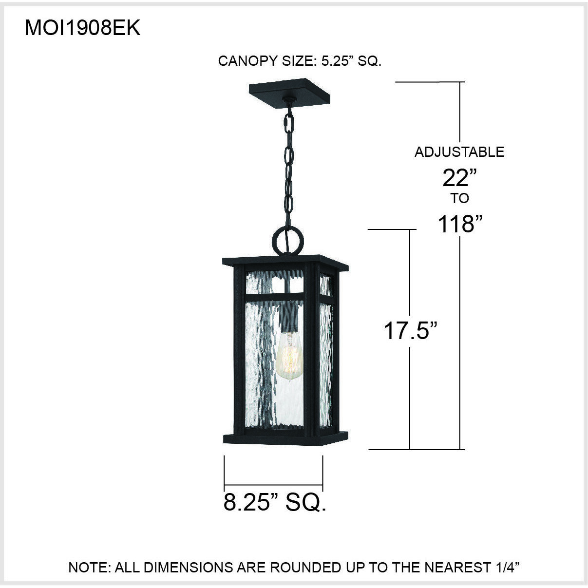 Moira 1 Light 8 inch Earth Black Outdoor Hanging Lantern, Large