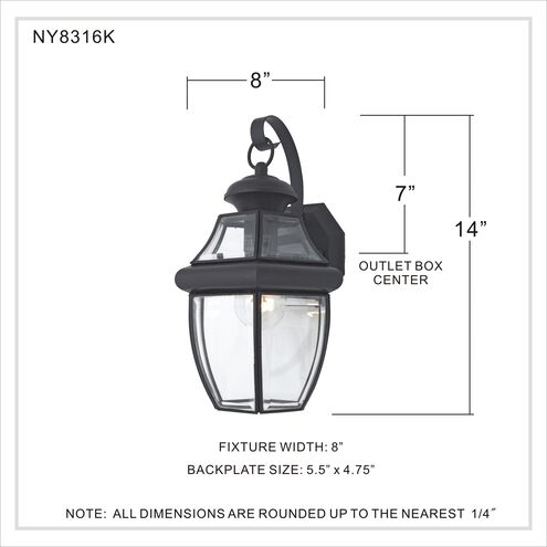Newbury 1 Light 14 inch Mystic Black Outdoor Wall Lantern