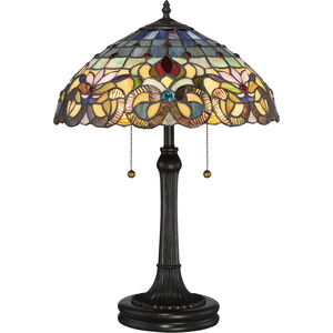Tiffany 23 inch 75 watt Vintage Bronze Table Lamp Portable Light, Naturals