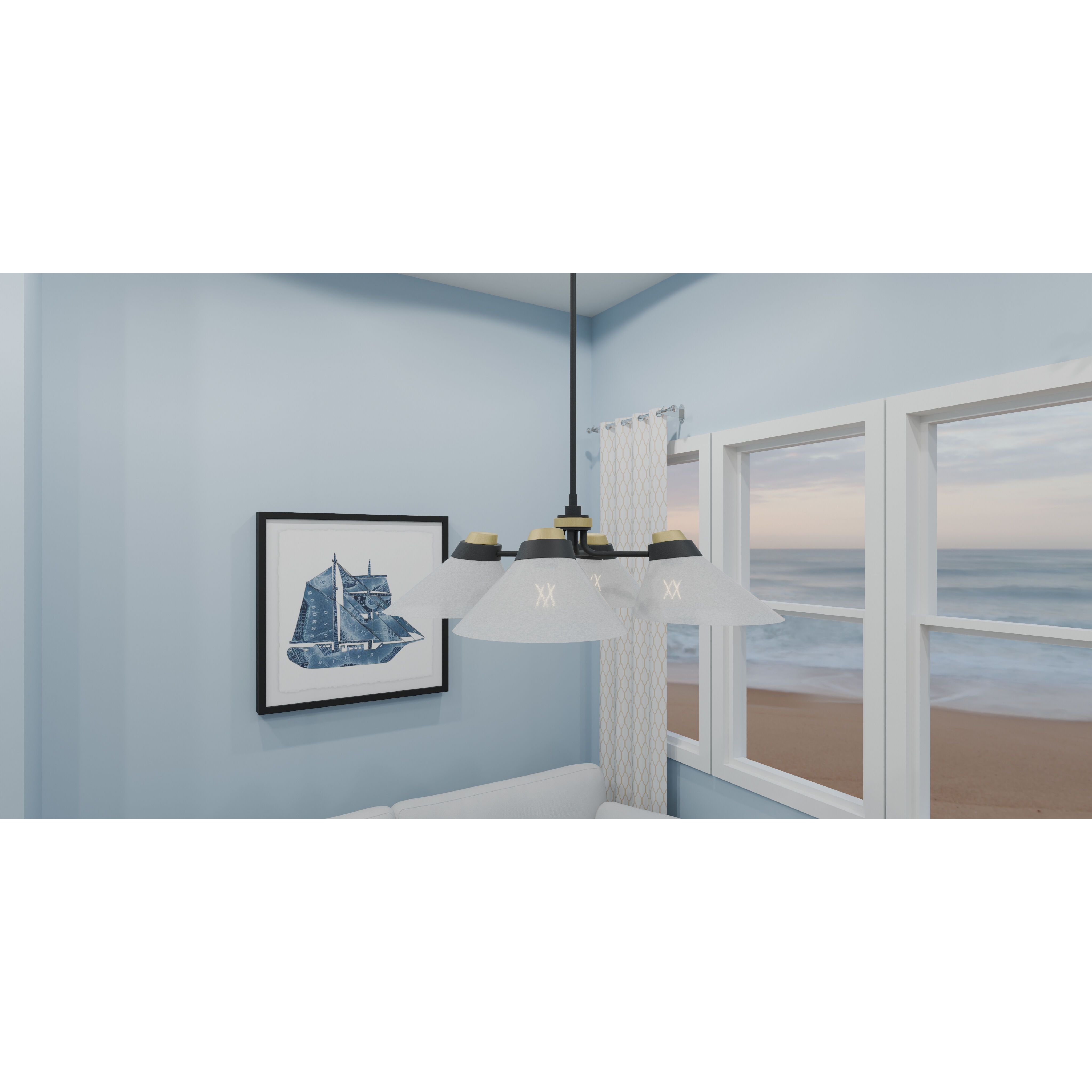 Graft 4 Light 24.5 inch Matte Black Pendant Ceiling Light, Large