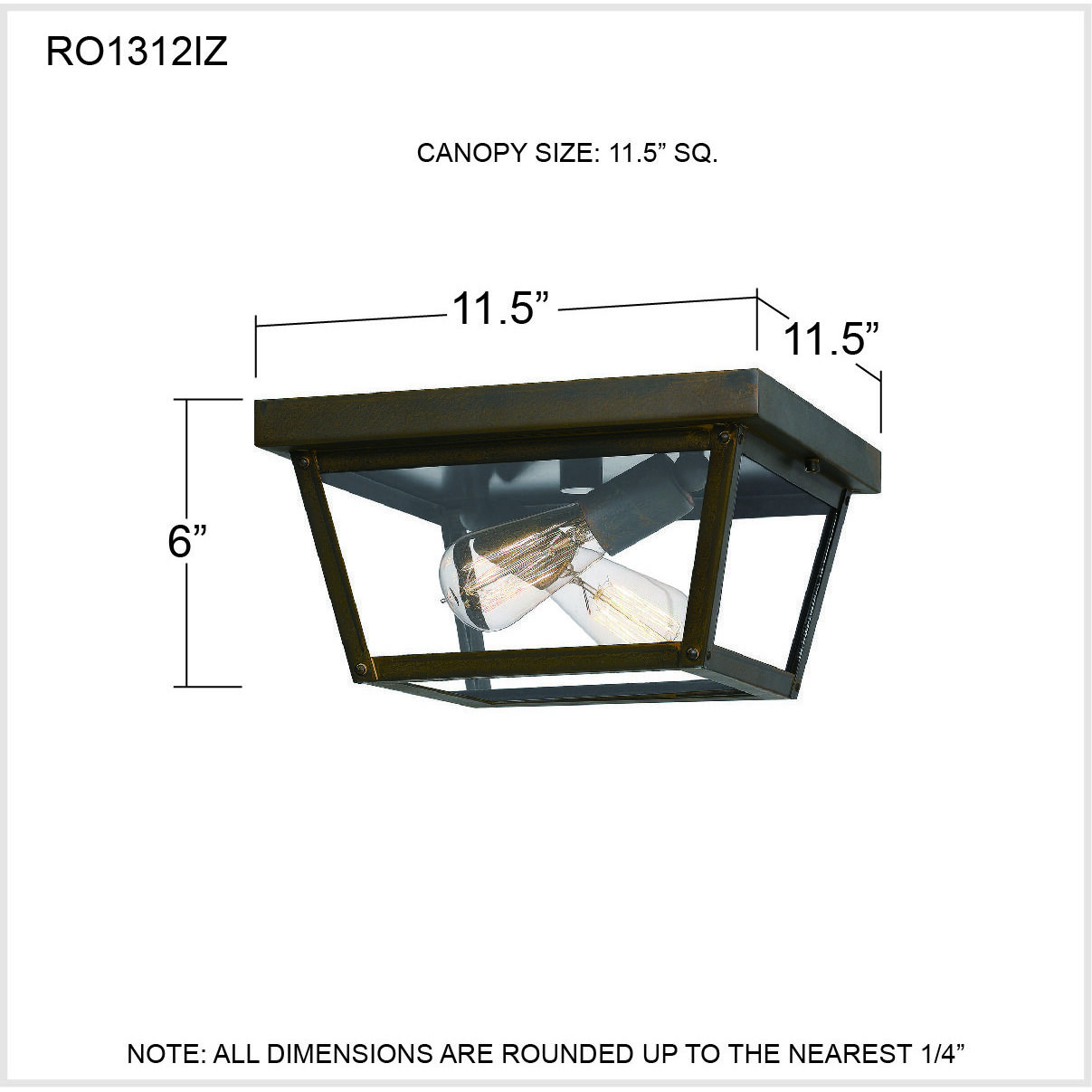 Rue De Royal 2 Light 11.5 inch Industrial Bronze Flush Mount Ceiling Light