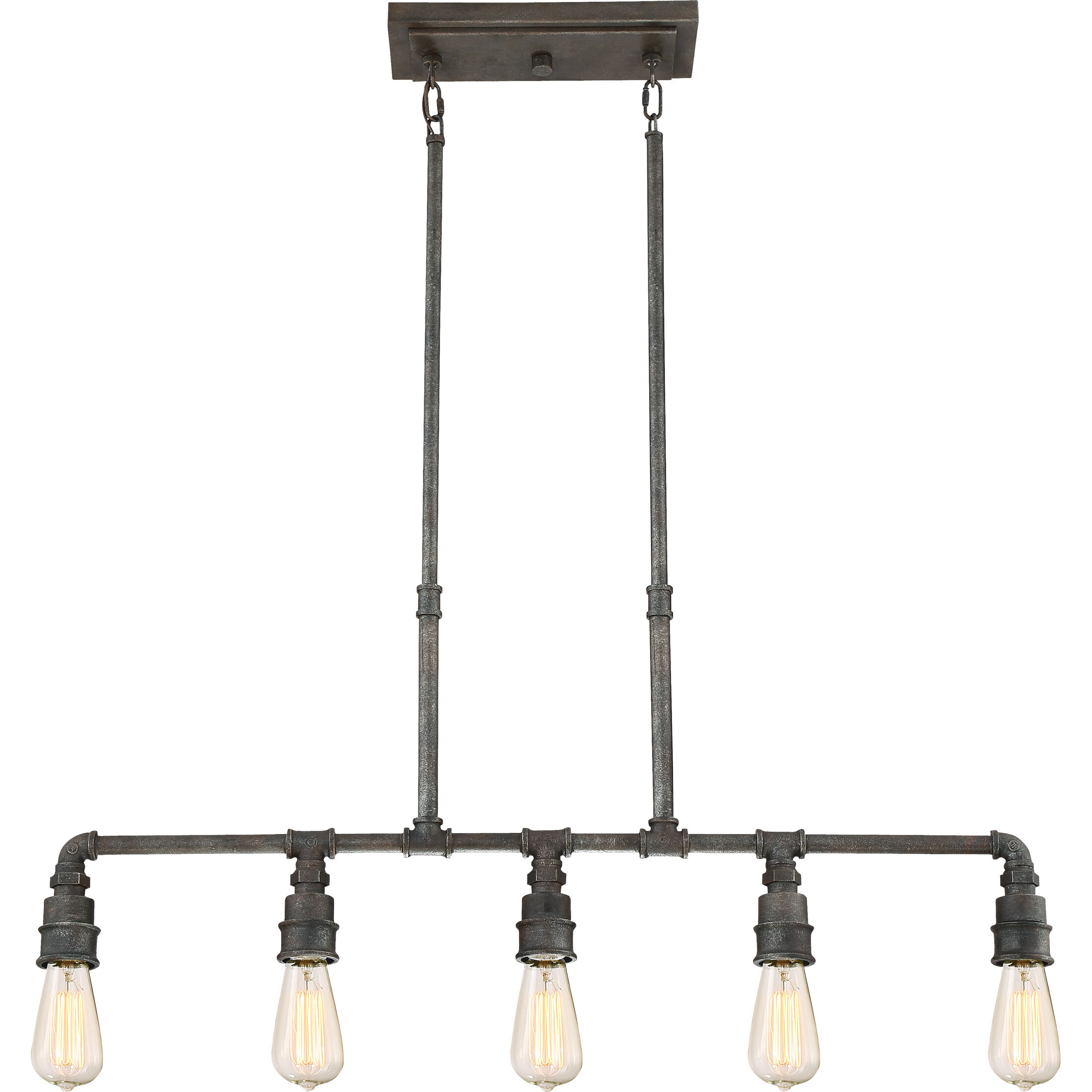 Squire 5 Light 38 inch Rustic Black Island Chandelier Ceiling Light
