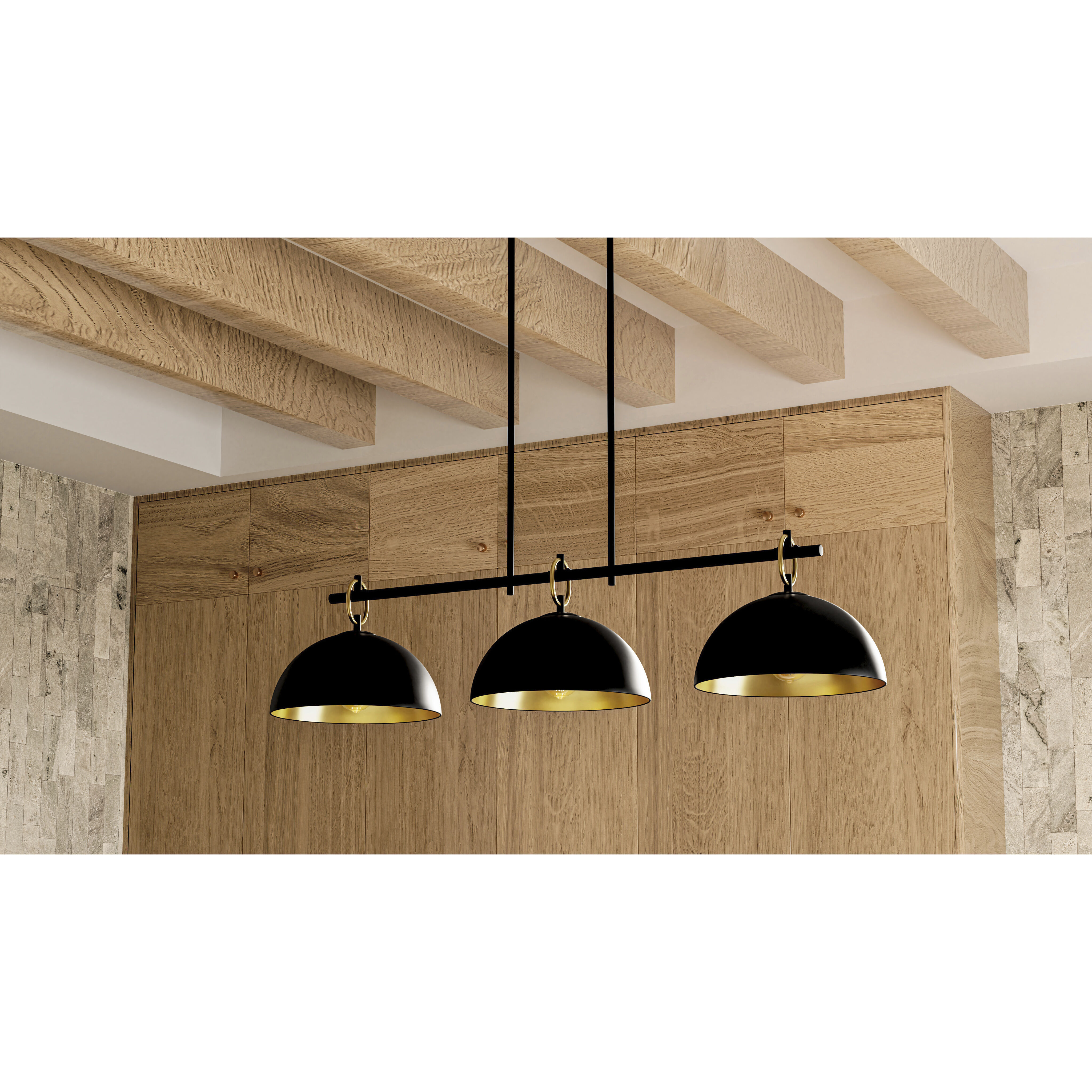 Cleo 3 Light 44.25 inch Matte Black Linear Chandelier Ceiling Light, Large