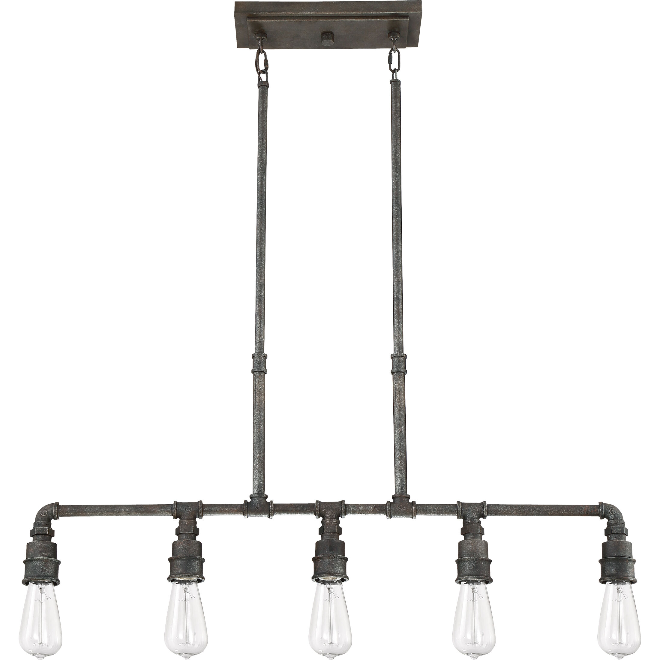 Squire 5 Light 38 inch Rustic Black Island Chandelier Ceiling Light