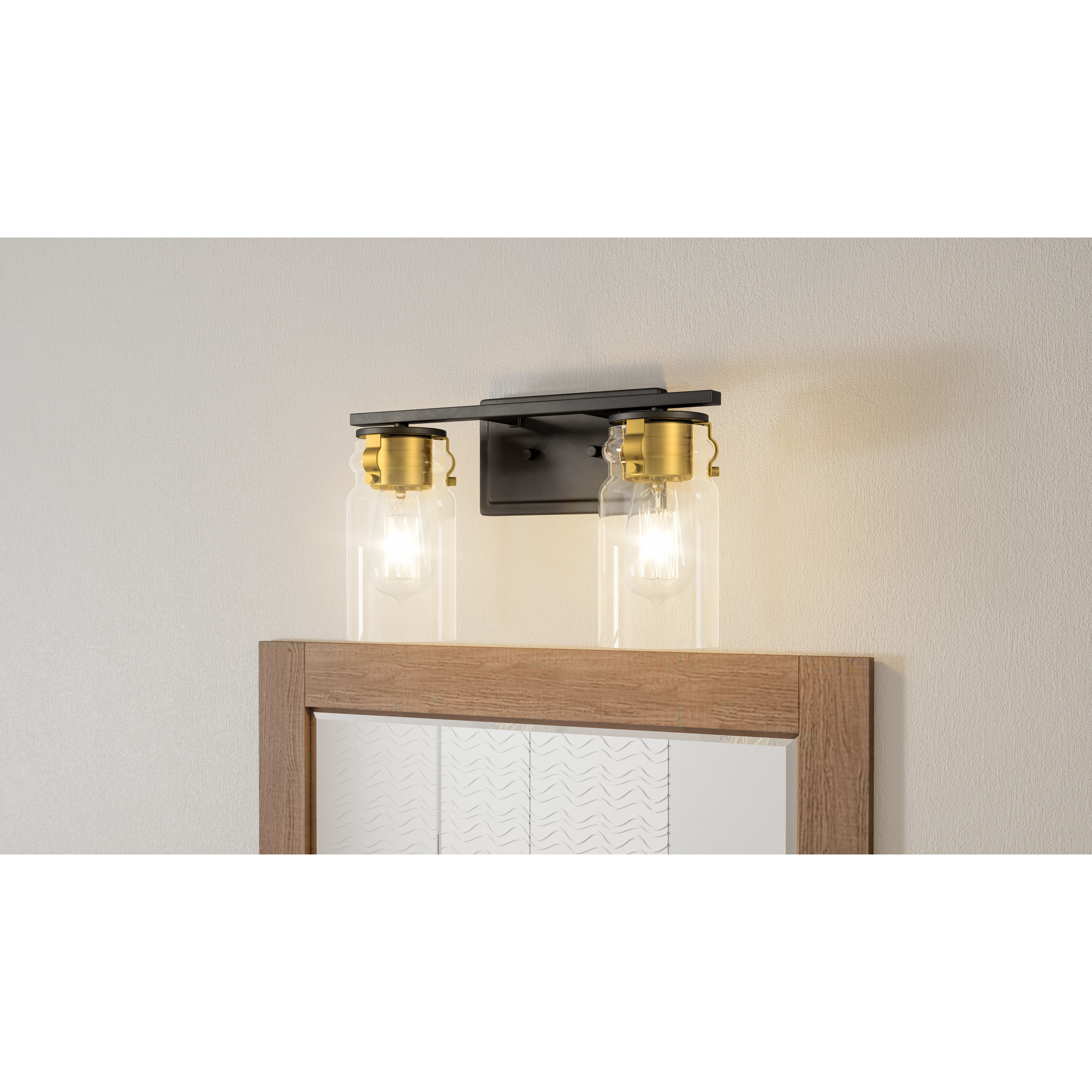 Keesey 2 Light 14 inch Matte Black Bath Light Wall Light