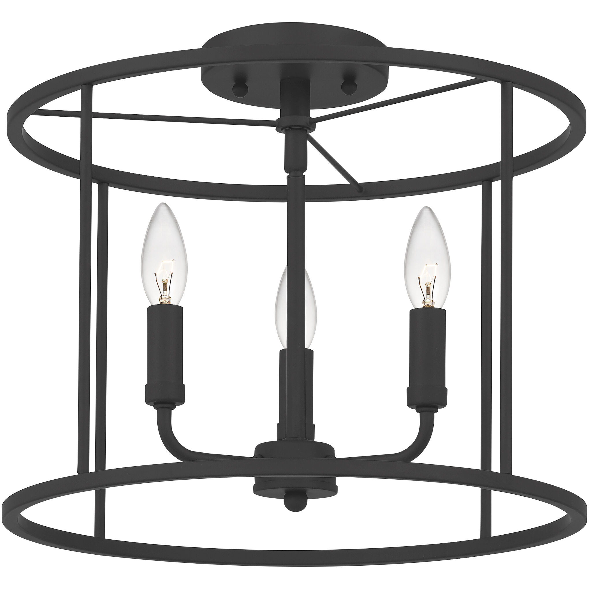 Abner 3 Light 14 inch Matte Black Semi-Flush Mount Ceiling Light