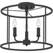 Abner 3 Light 14 inch Matte Black Semi-Flush Mount Ceiling Light
