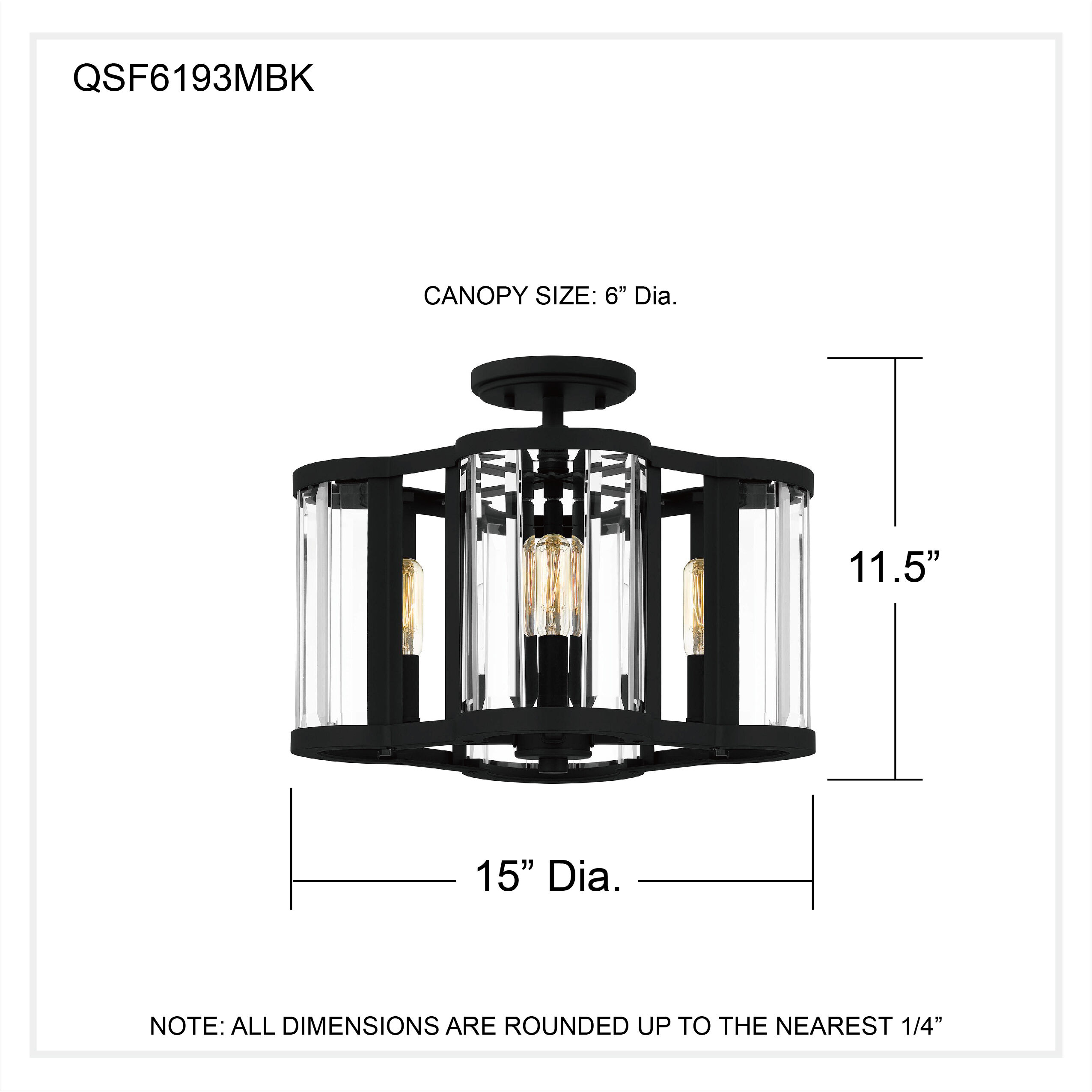 Renee 4 Light 15 inch Matte Black Semi-Flush Mount Ceiling Light