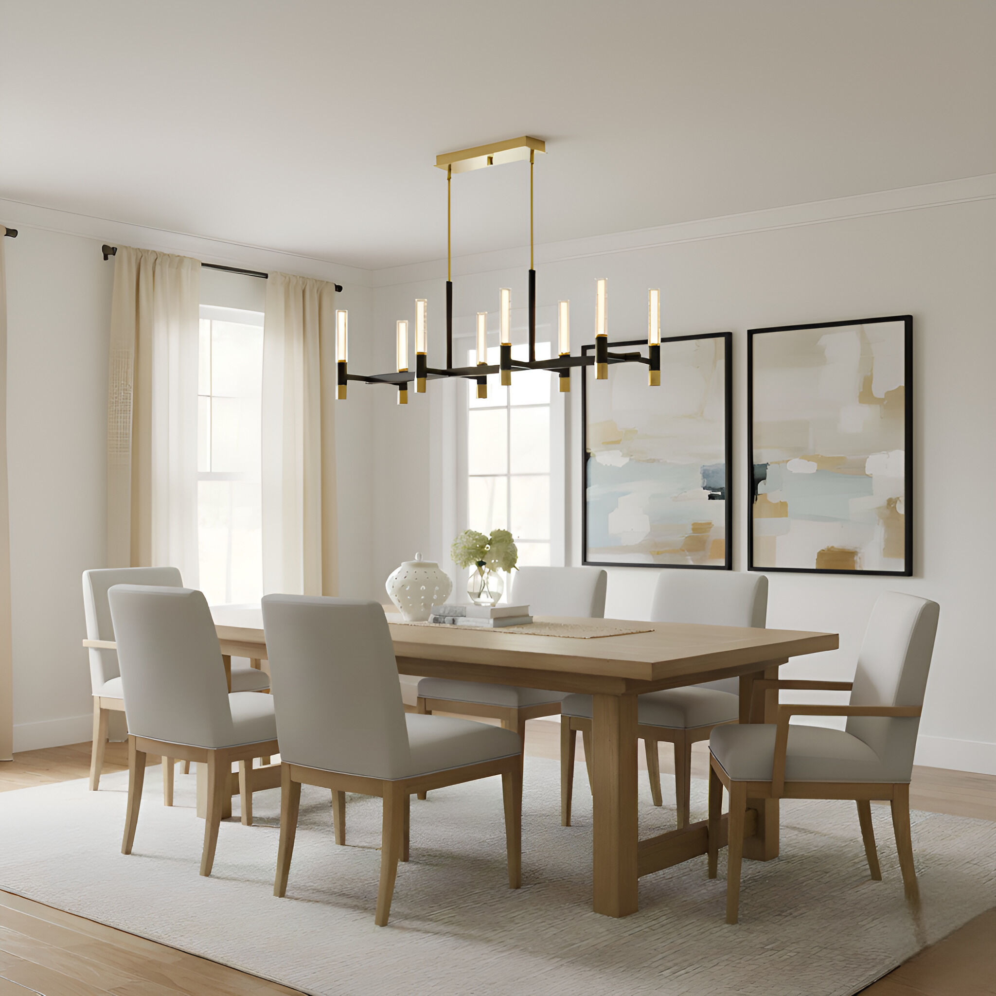 Davies 8 Light 44 inch Brushed Gold Island Light Ceiling Light