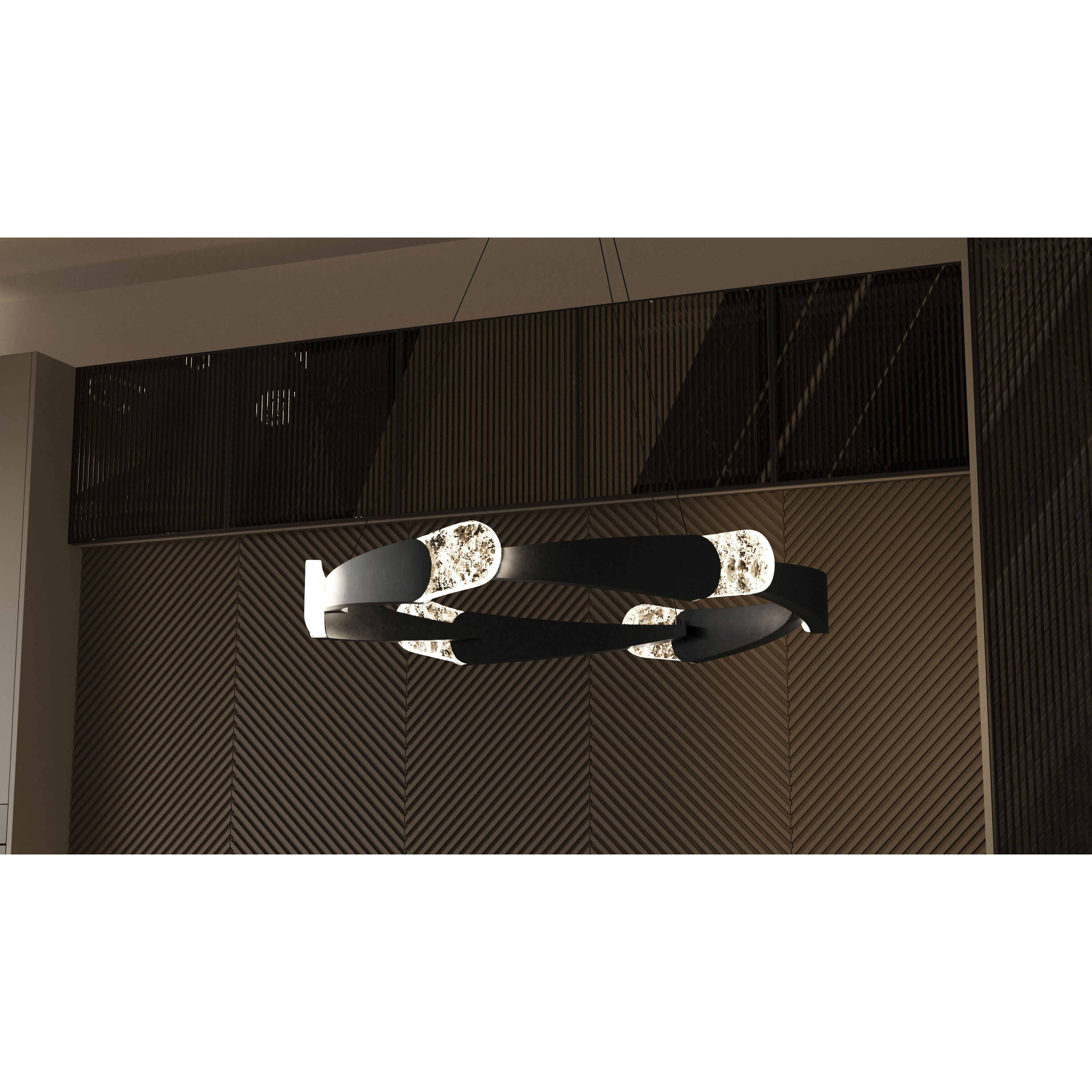 Saffron LED 34 inch Matte Black Pendant Ceiling Light