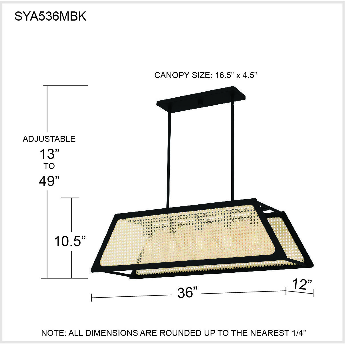 Syrah 5 Light 36 inch Matte Black Island Light Ceiling Light