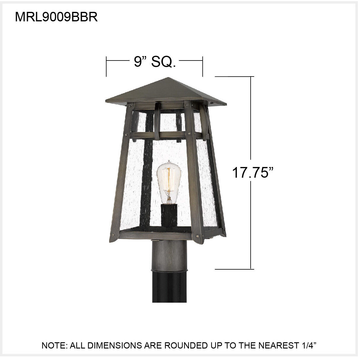 Merle 1 Light 17.75 inch Burnished Bronze Outdoor Post Lantern