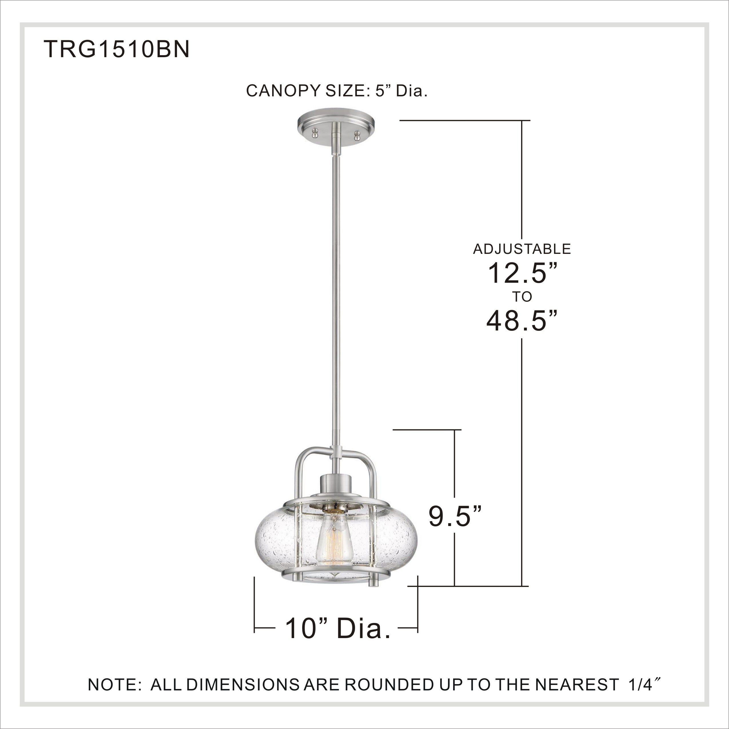 Trilogy 1 Light 10 inch Brushed Nickel Mini Pendant Ceiling Light