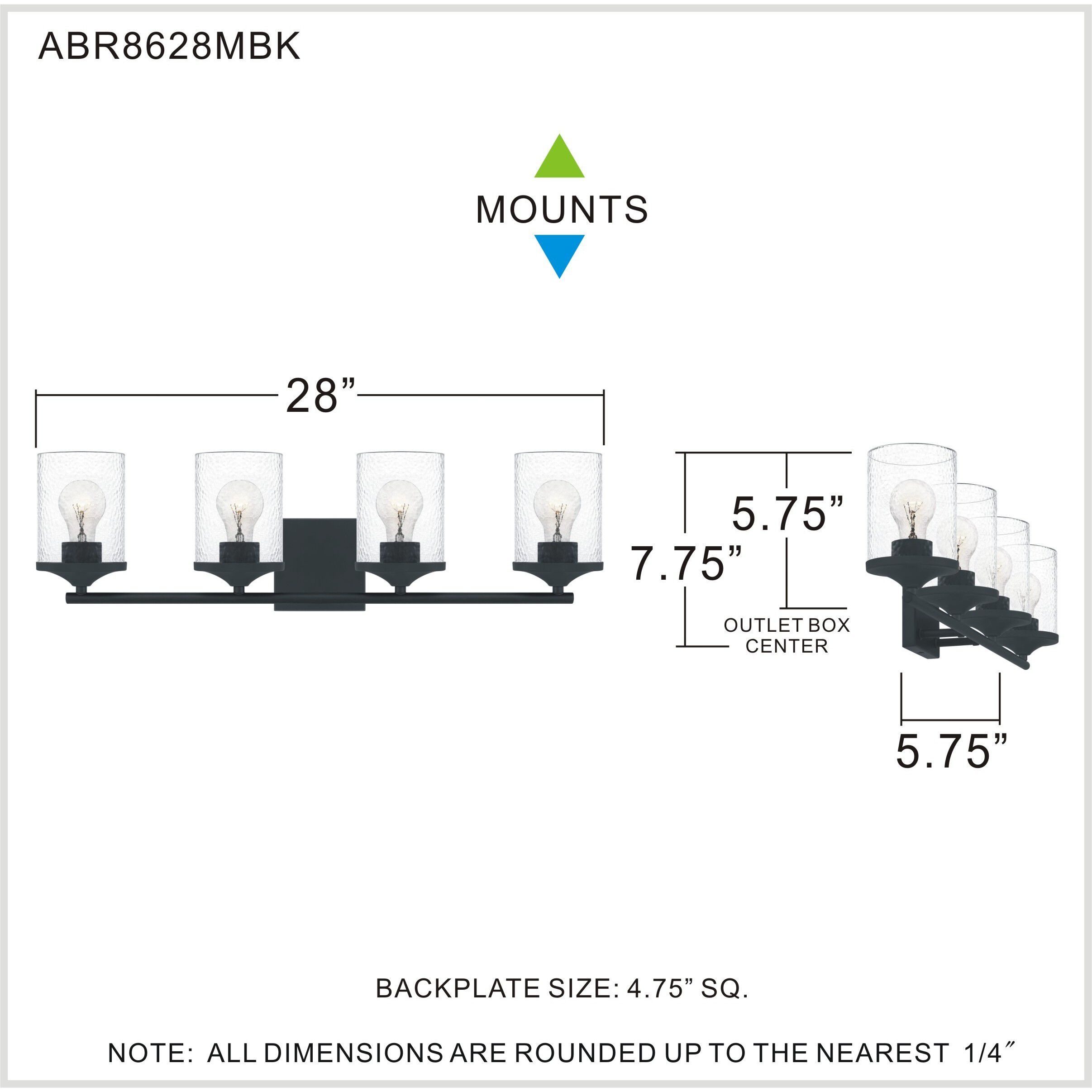 Abner 4 Light 28 inch Matte Black Bath Light Wall Light
