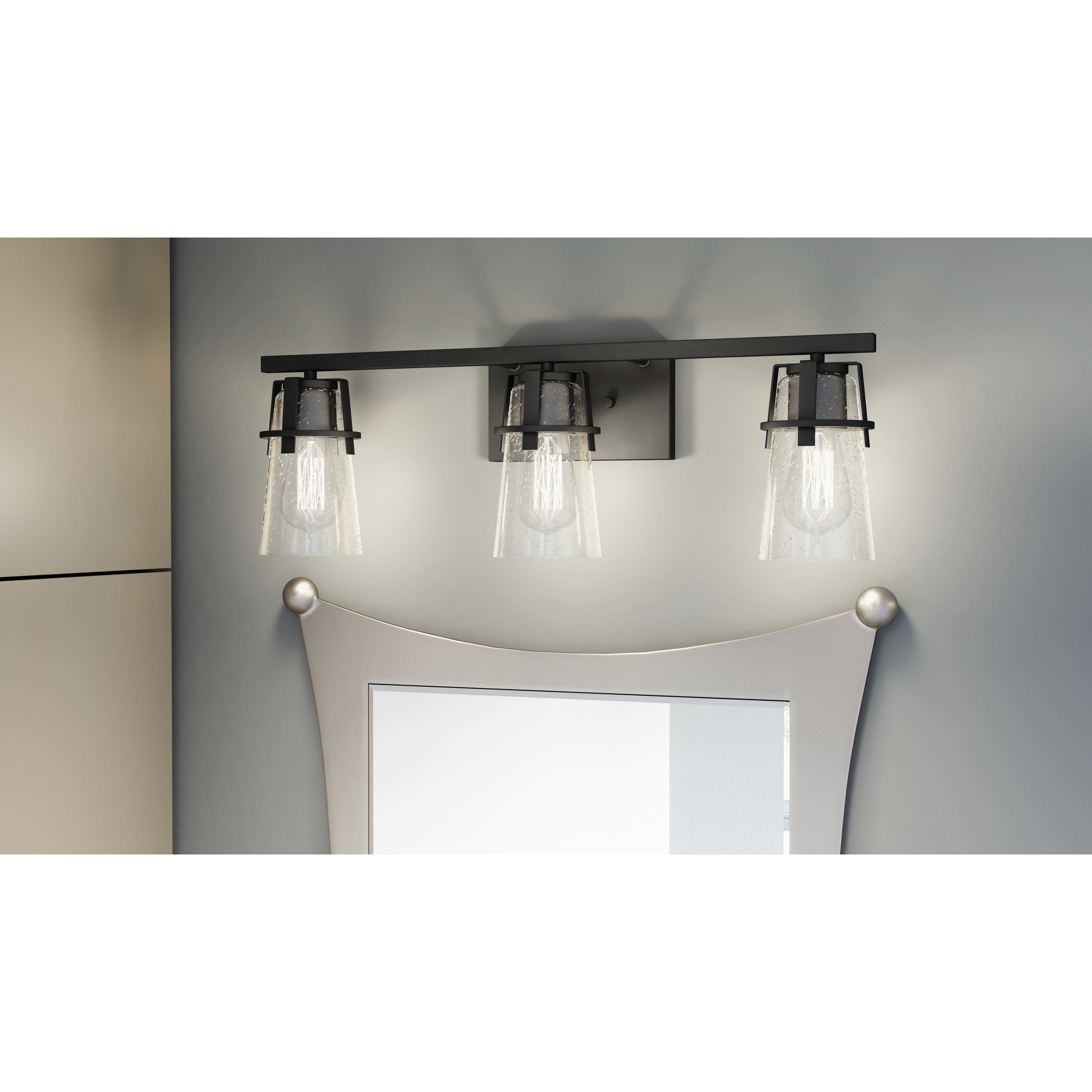 Knox 3 Light 24 inch Matte Black Bath Light Wall Light, Large