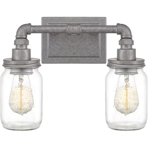 Squire 2 Light 14 inch Galvanized Bath Light Wall Light
