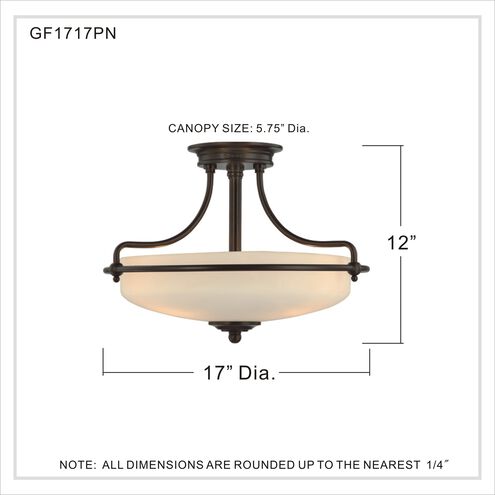 Griffin 3 Light 17 inch Palladian Bronze Semi-Flush Mount Ceiling Light