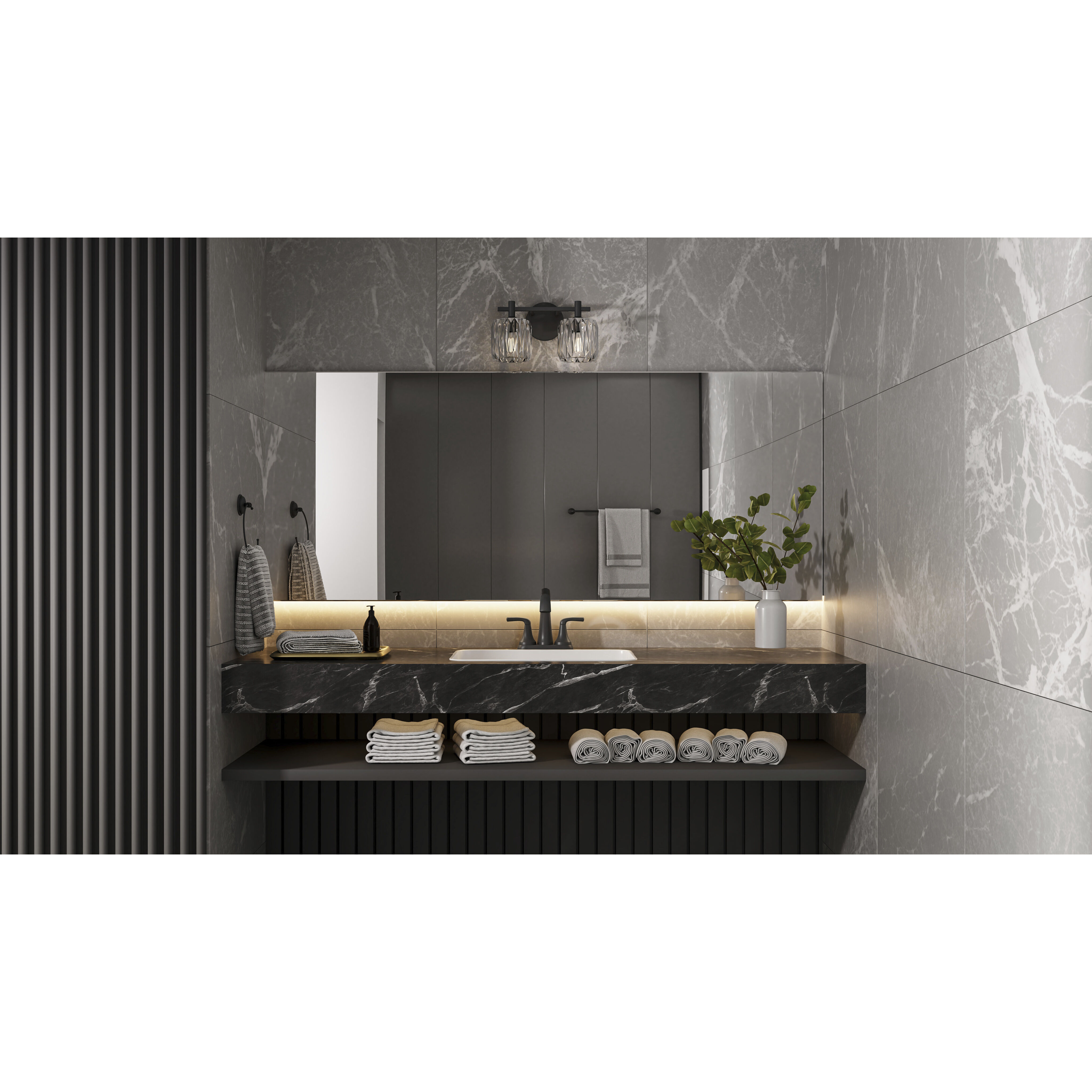 Spade LED 13.5 inch Matte Black Bath Light Wall Light, Medium