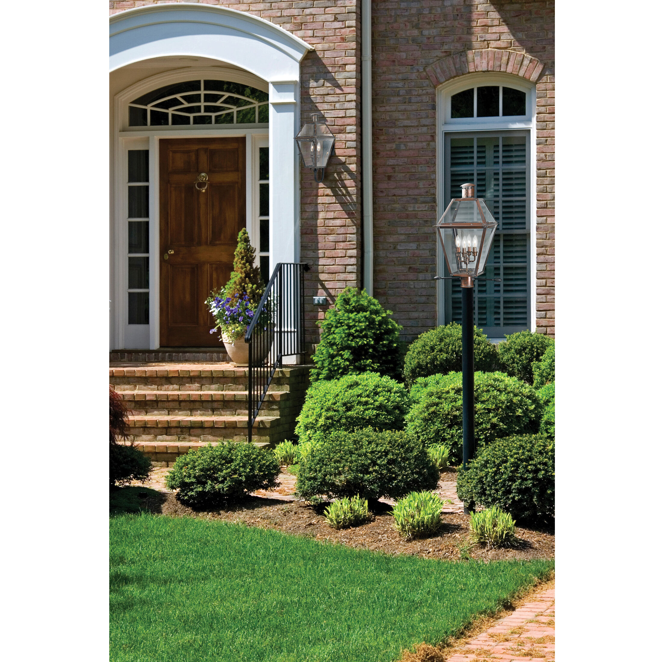 Rue De Royal 4 Light 26 inch Aged Copper Outdoor Post Lantern