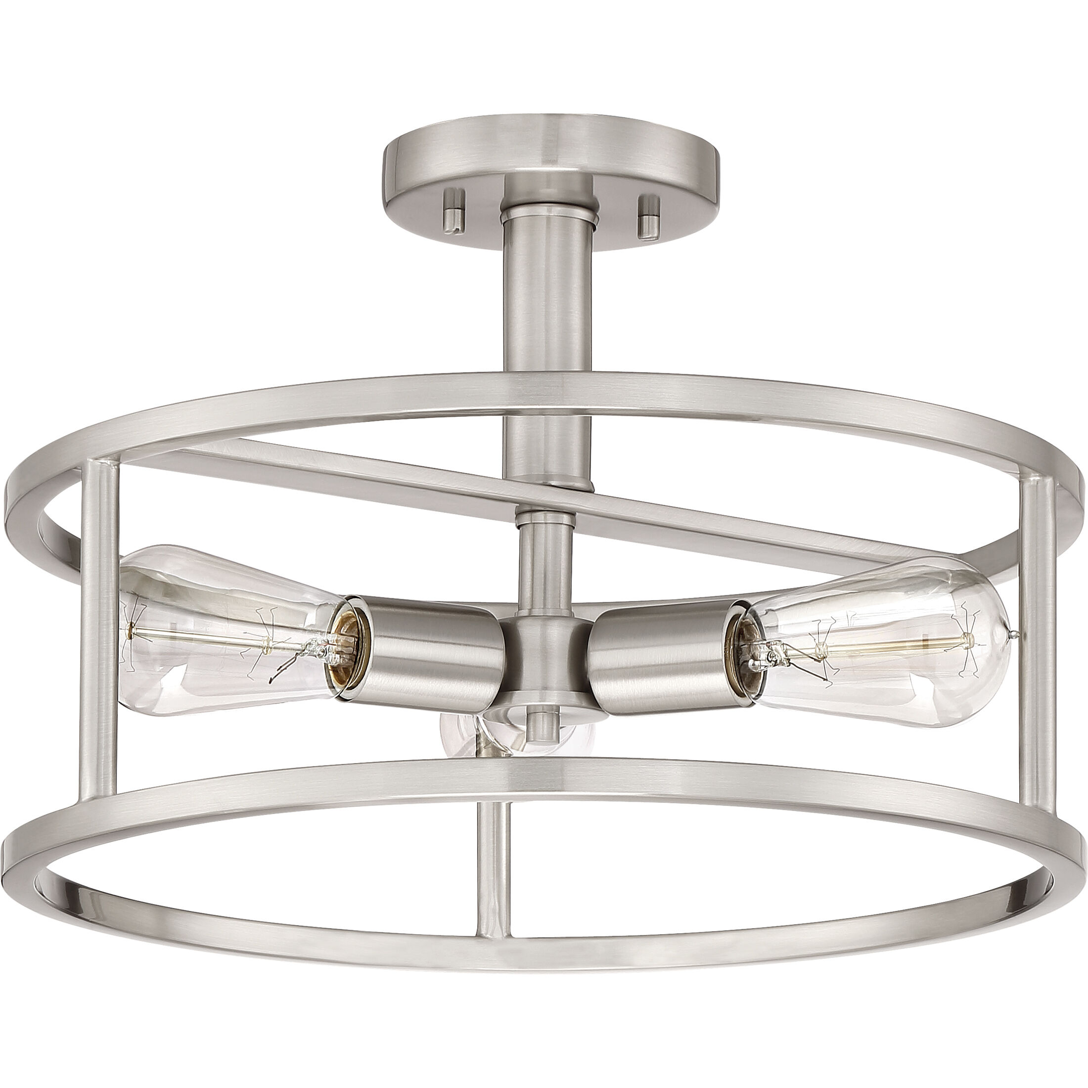 New Harbor 3 Light 15 inch Brushed Nickel Semi-Flush Mount Ceiling Light