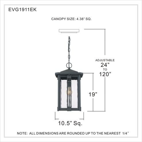 Everglade 1 Light 10.5 inch Earth Black Outdoor Hanging Lantern