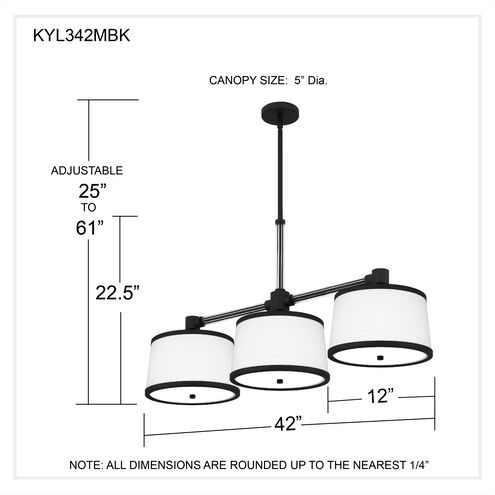 Kylen 3 Light 42 inch Matte Black Island Light Ceiling Light