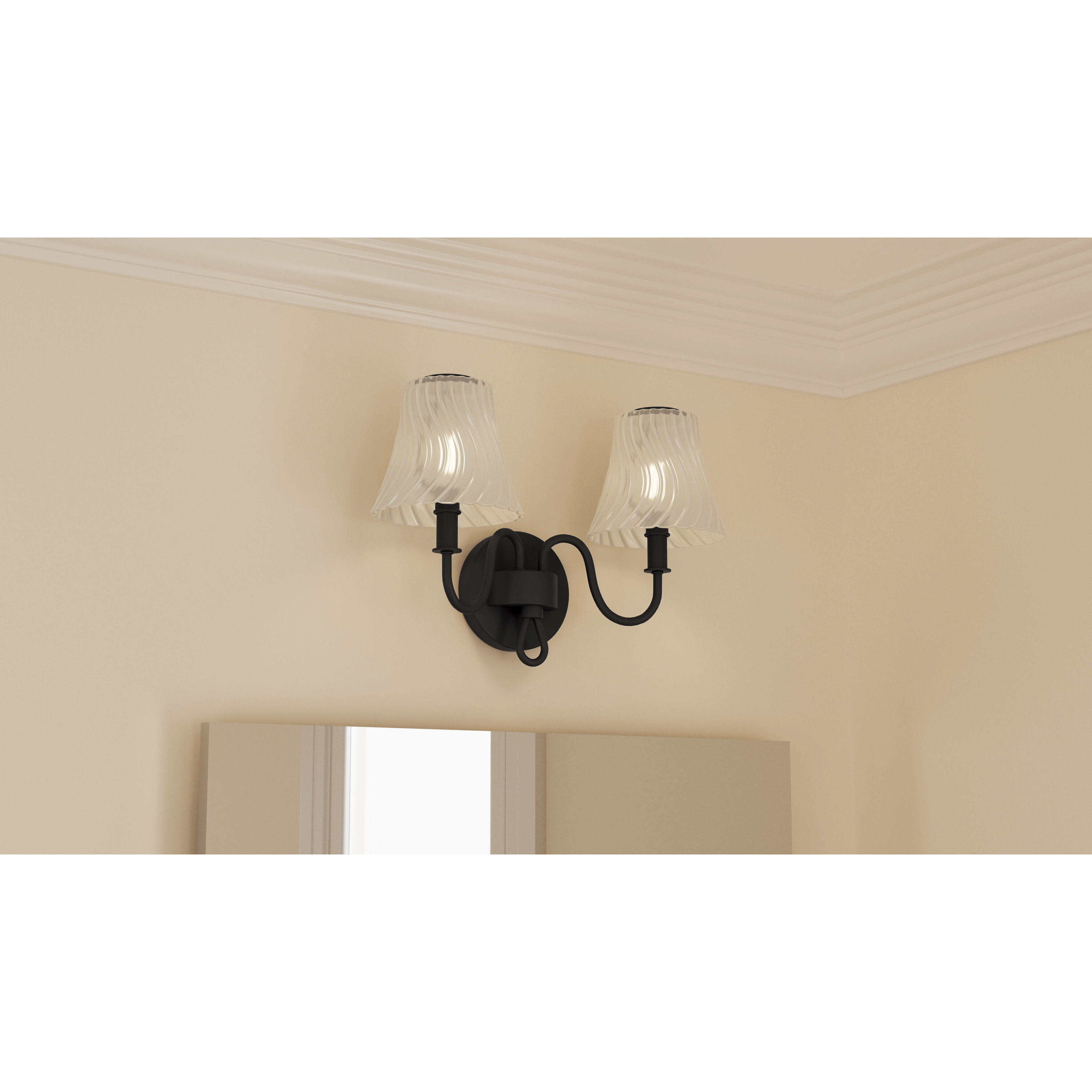 McKinney 2 Light 15.5 inch Matte Black Bath Light Wall Light, Medium