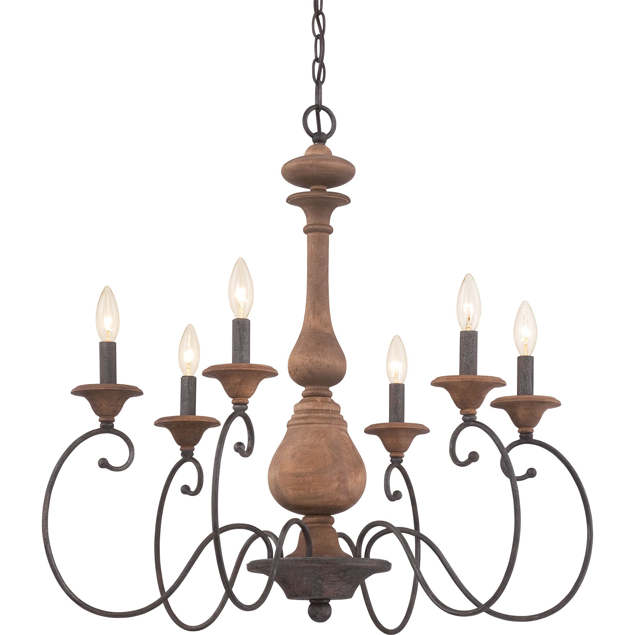 Auburn 6 Light 28 inch Rustic Black Chandelier Ceiling Light