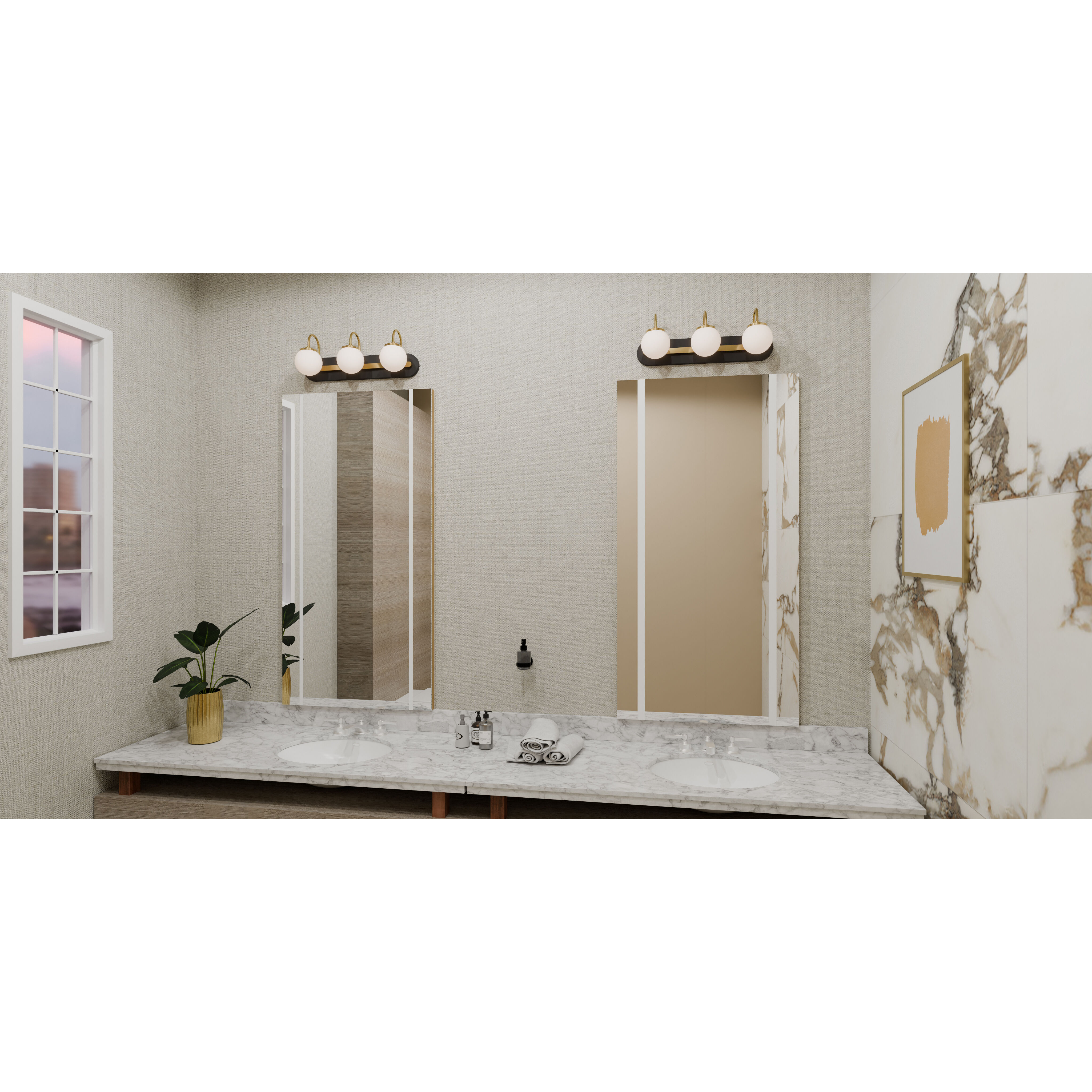 Desmond 3 Light 24 inch Matte Black Bath Light Wall Light, Large